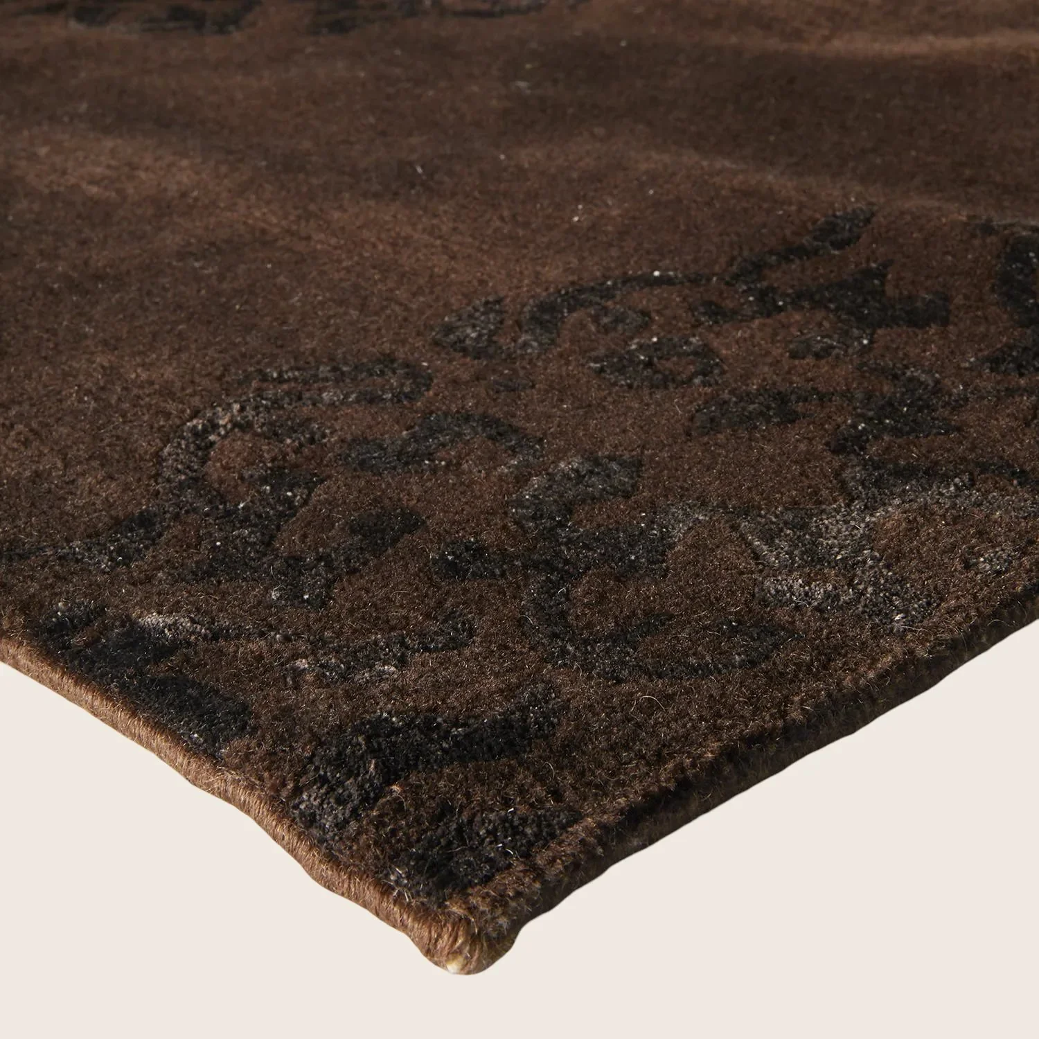 Brown Transitional Tibetan Wool Silk Blend Runner - 3'11" x 11'8" - Image 3