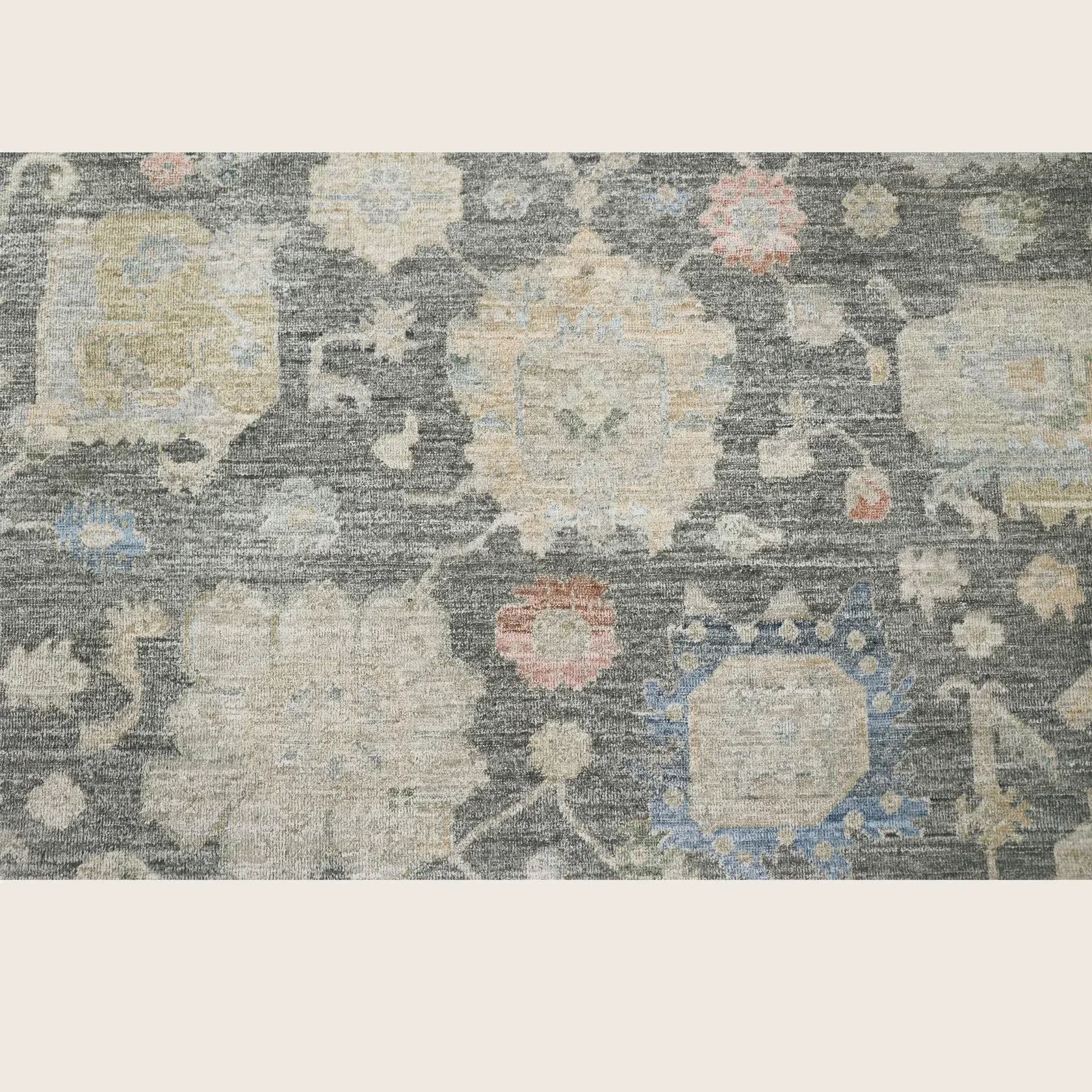 Dark Grey Antique Revival Wool Silk Blend Rug - 6' x 9' - Image 4