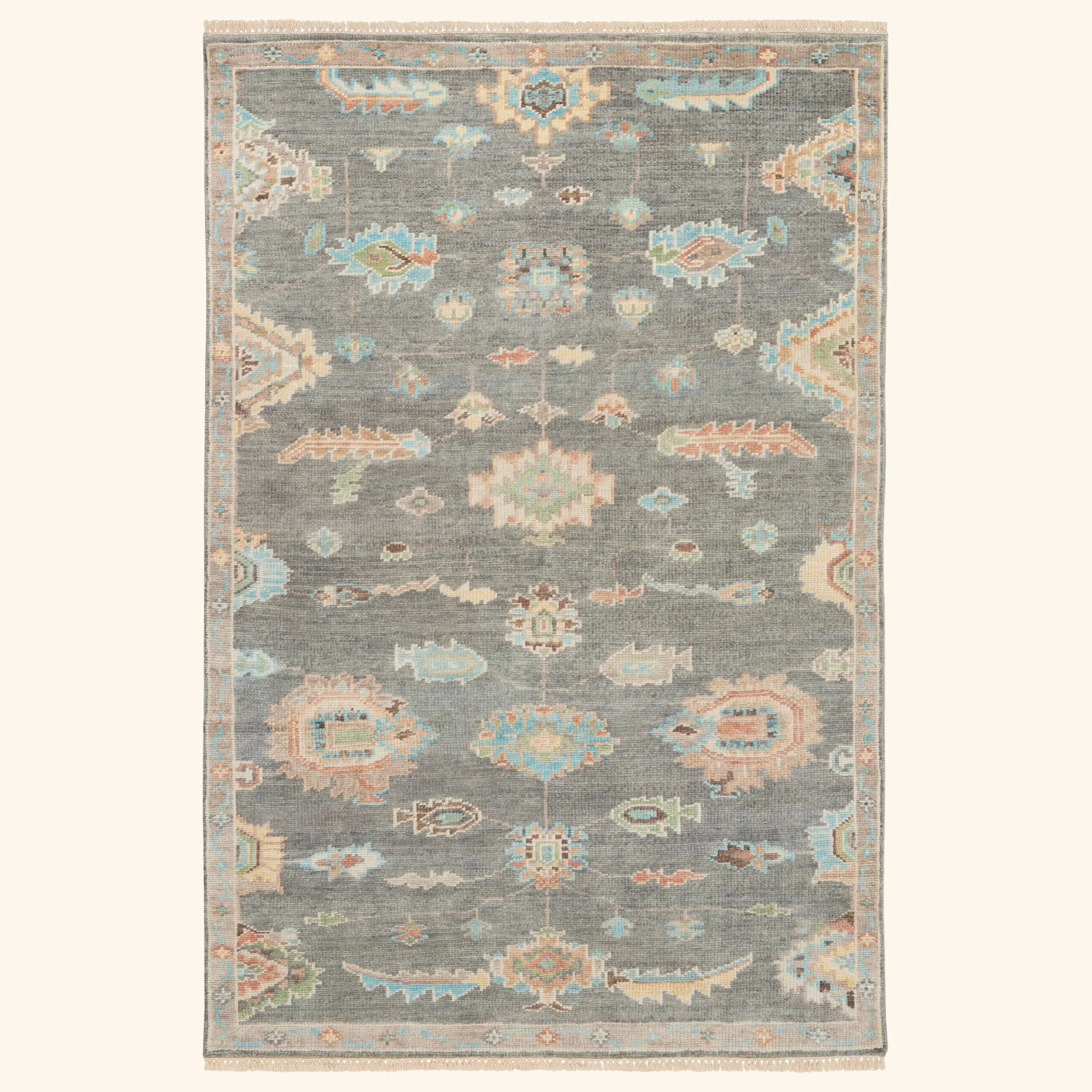 Dark Grey Multi Essentials Traditional Wool Rug