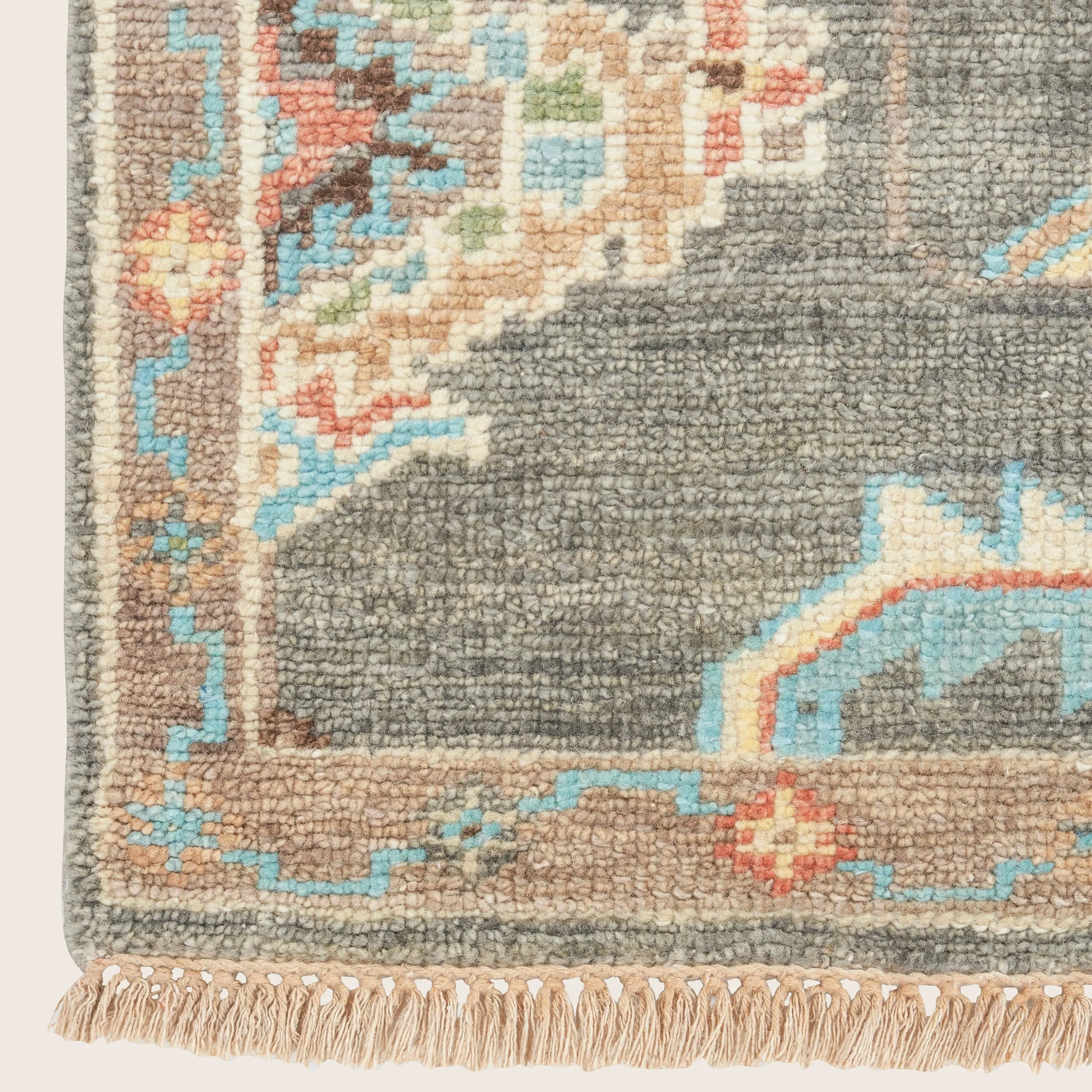 Dark Grey Multi Essentials Traditional Wool Rug - Image 6