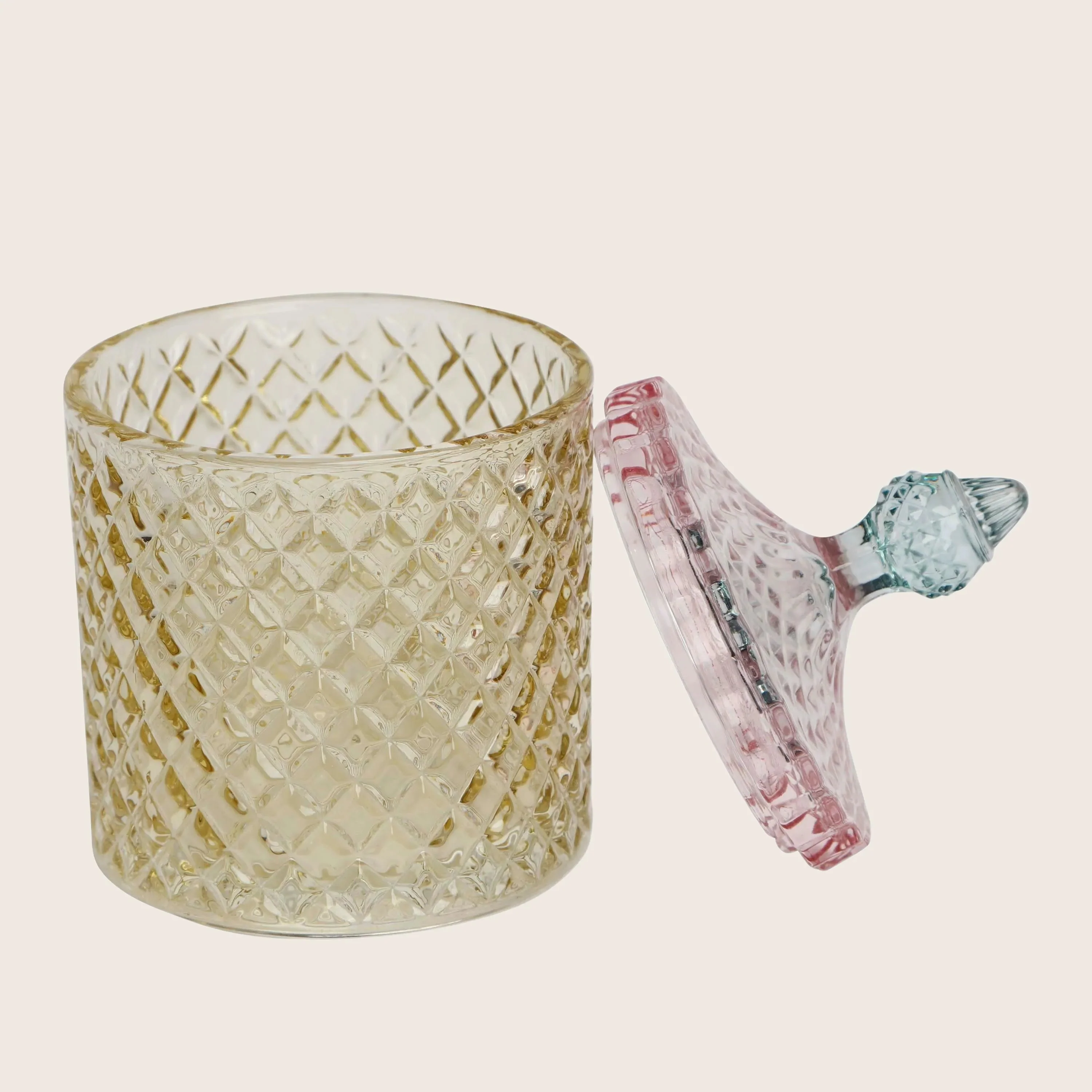 Depression Glass Diamond Storage Jar - Image 2