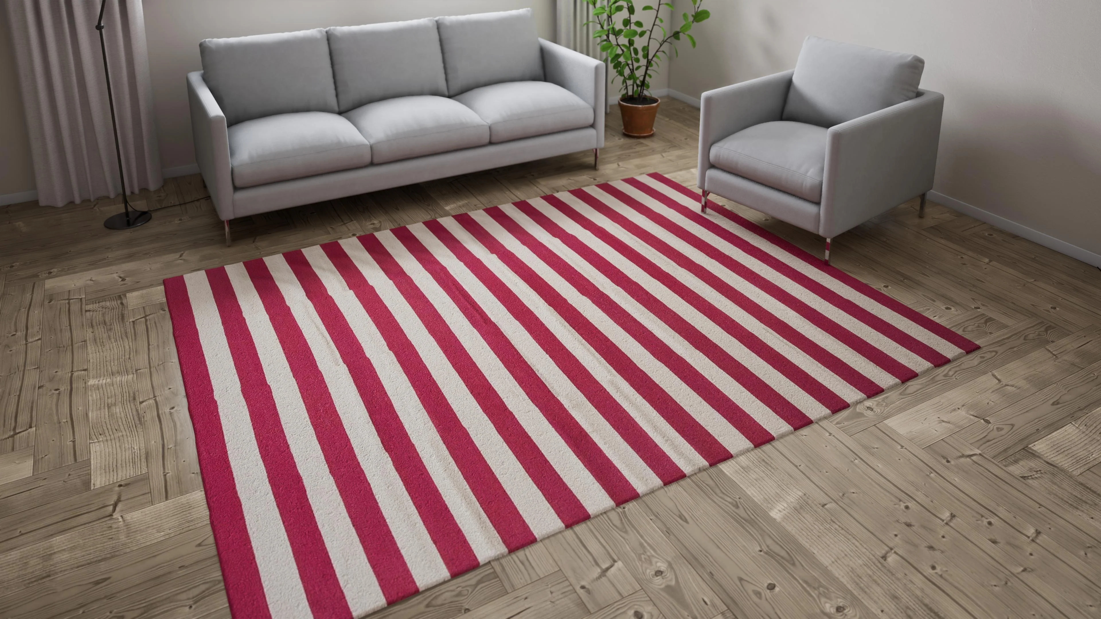 Pink & White Flatweave Cotton Rug - 7'1" x 9'1" - Image 8