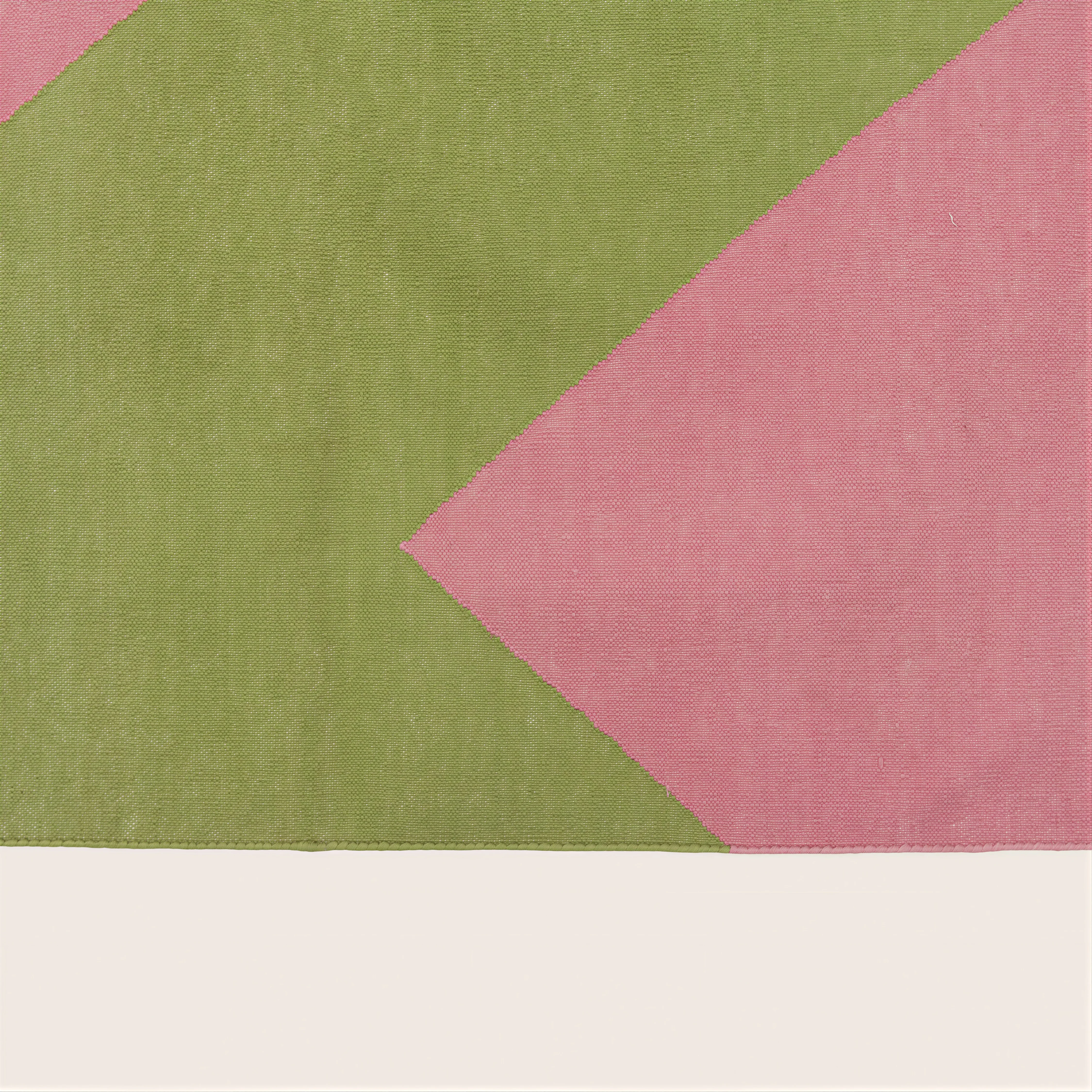 Pink & Green Chevron Dhurrie Cotton Rug - 8'10" x 11'10" - Image 6