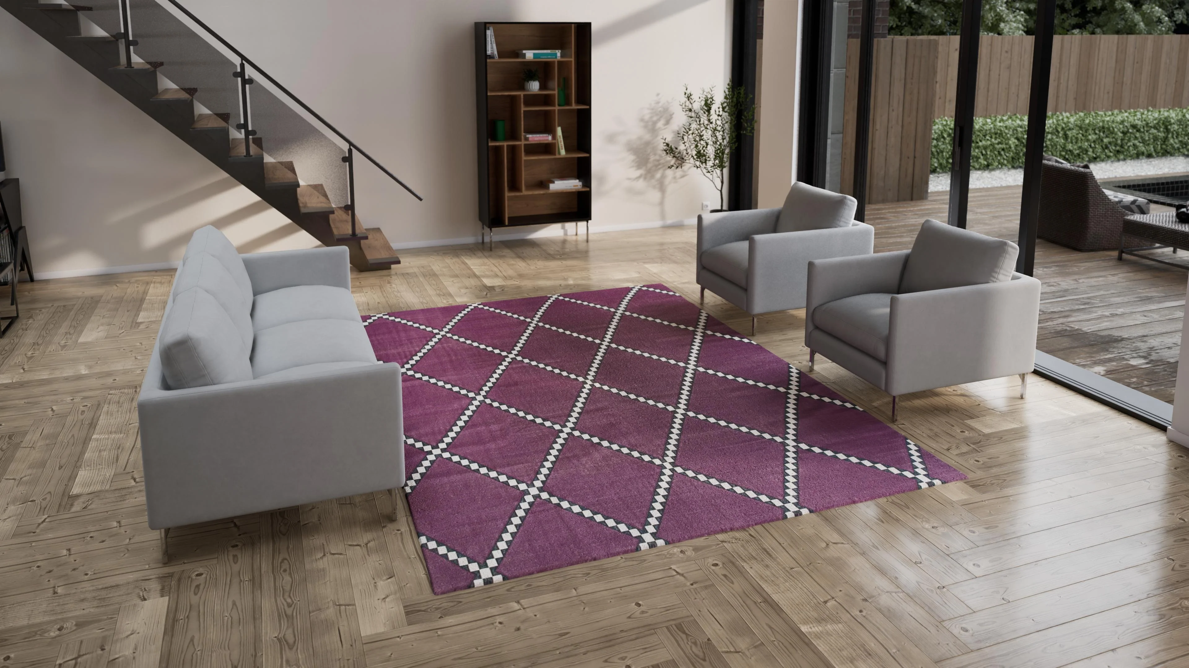 Purple Diamond Flatweave Cotton Rug - 8'1" x 11'1" - Image 2