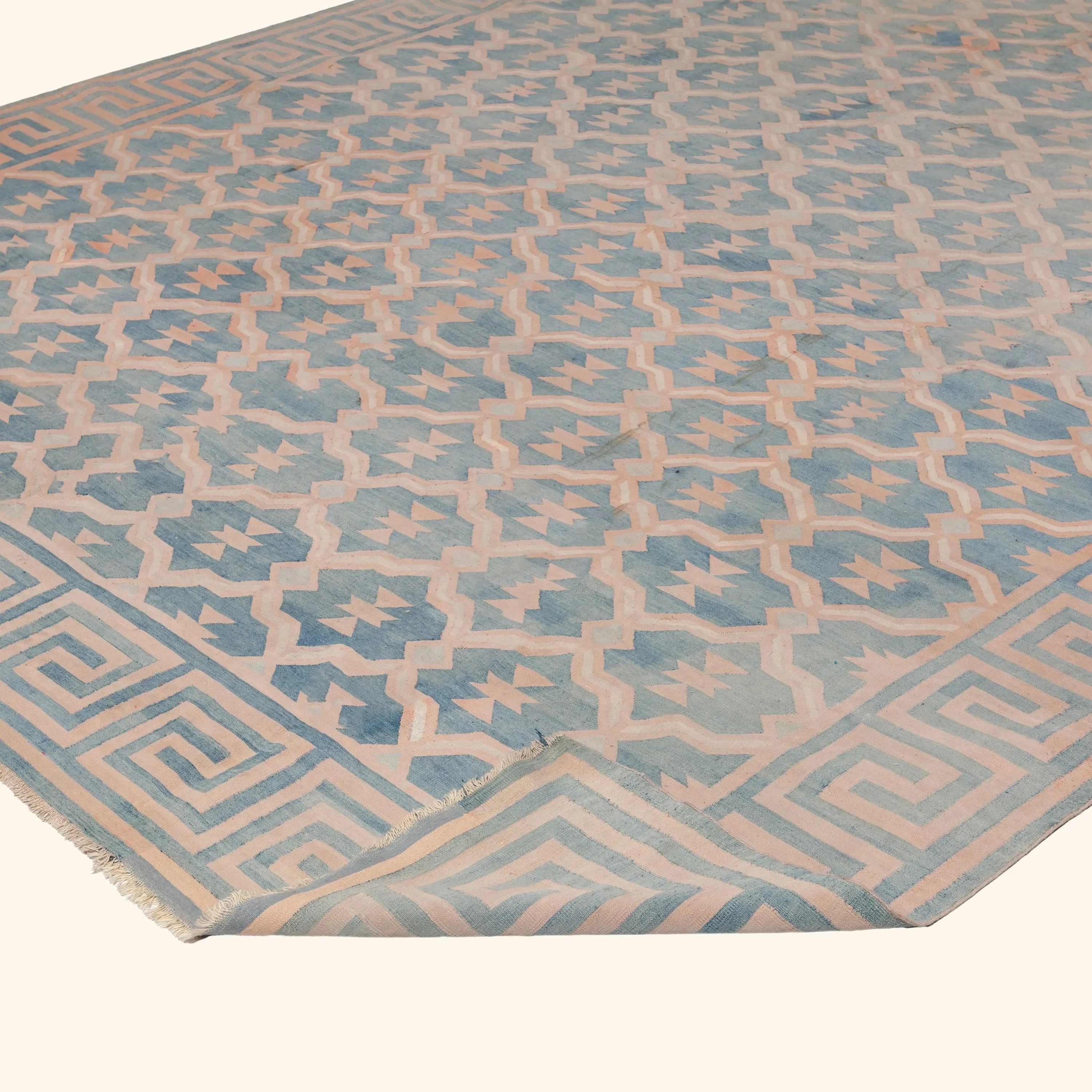 Blue Flatweave Cotton Rug - 9'3" x 17'3" - Image 4