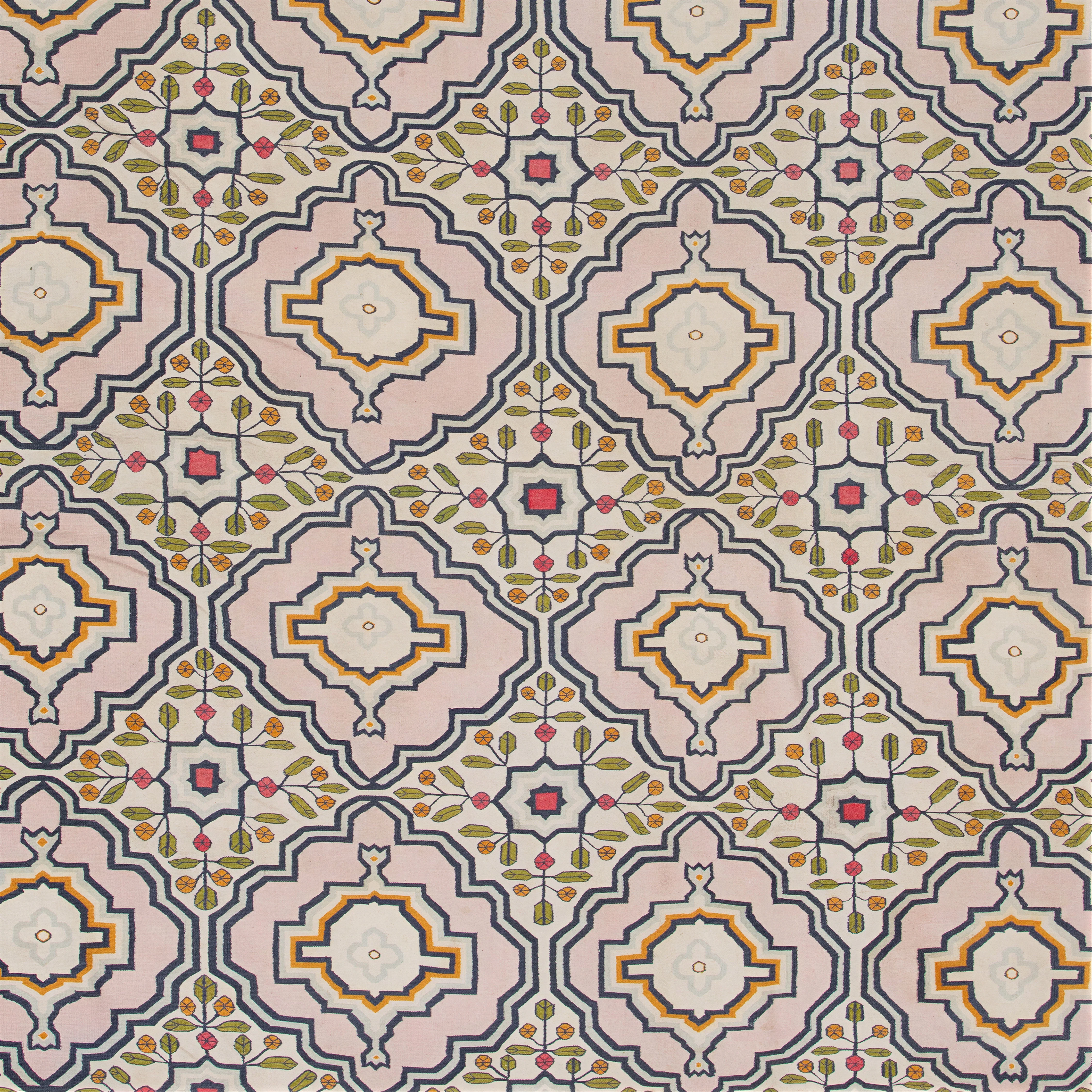 Pink Traditional Flatweave Dhurrie Cotton Rug - 9'6" x 78' - Image 2