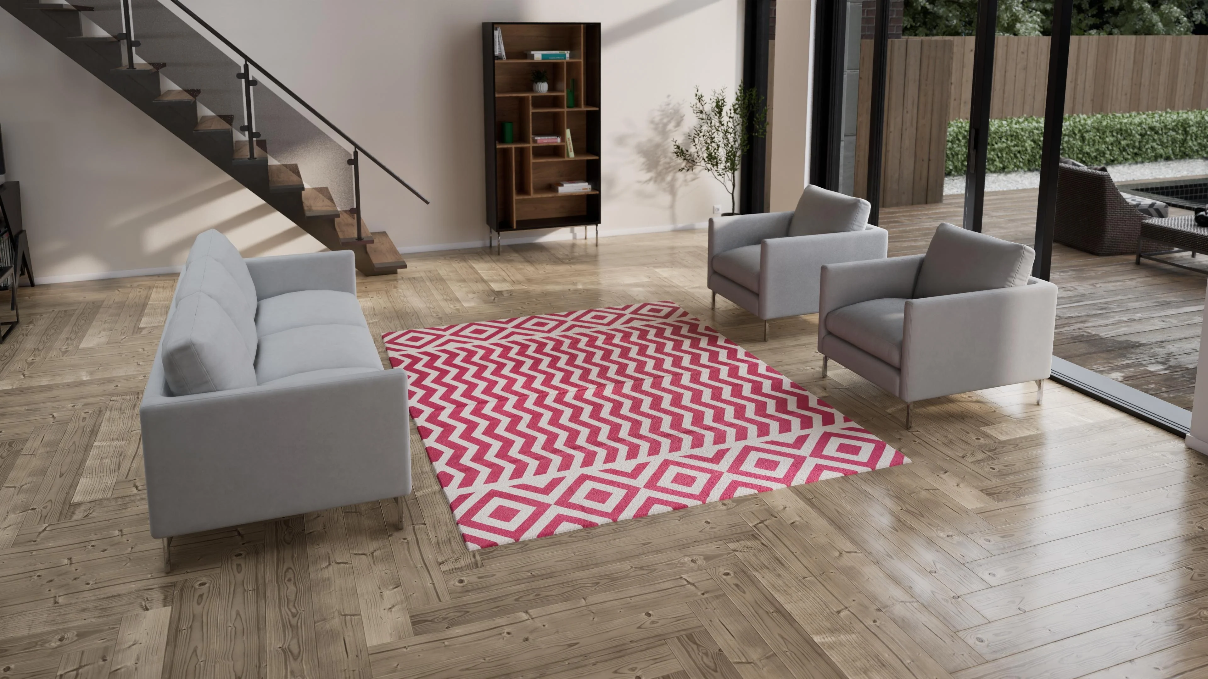 Pink Flatweave Wool Rug - 7'1" x 9'1" - Image 2