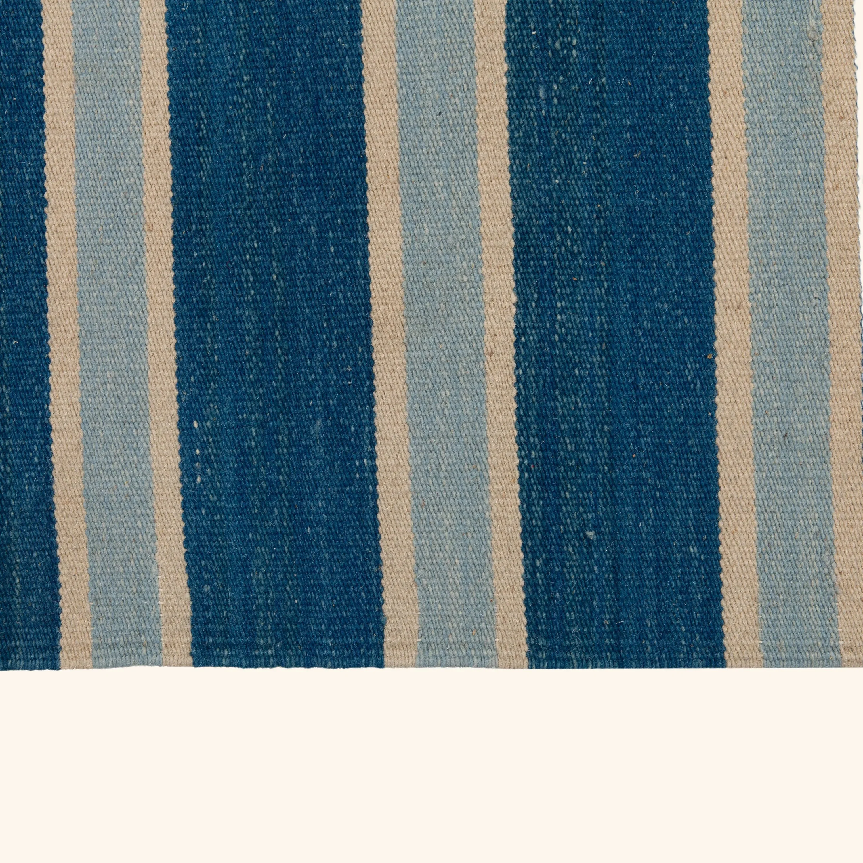Blue Striped Dhurrie Wool Rug - 10' x 14' - Image 5