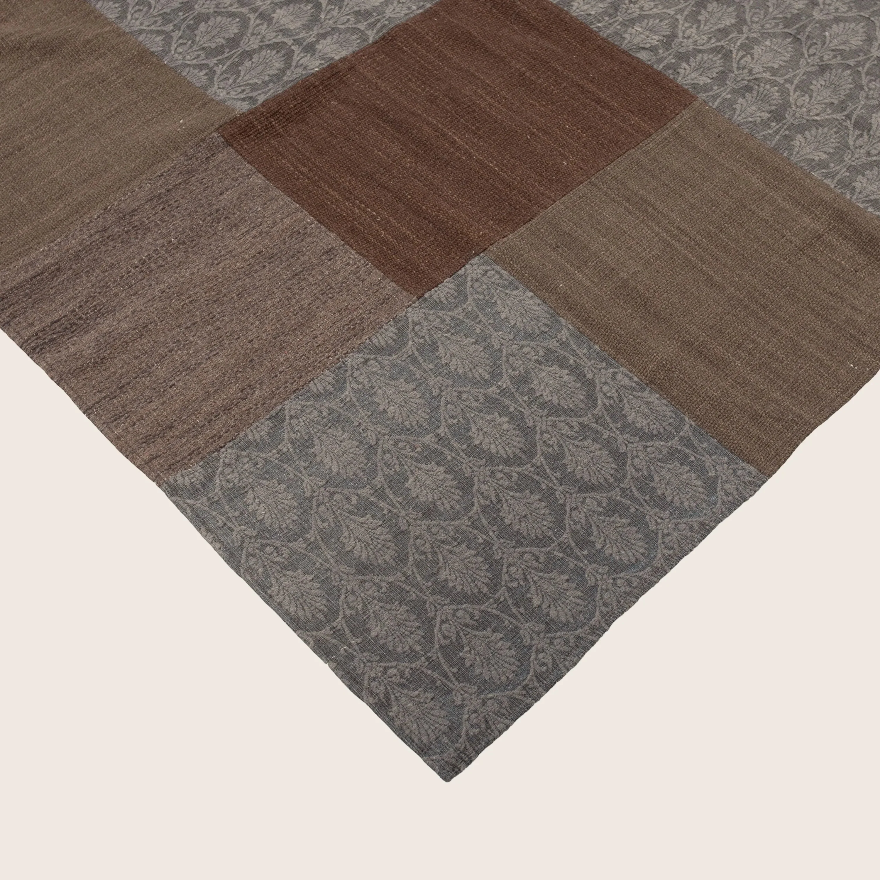 Brown Patchwork Wool Rug - 8'3" x 11'6" - Image 3
