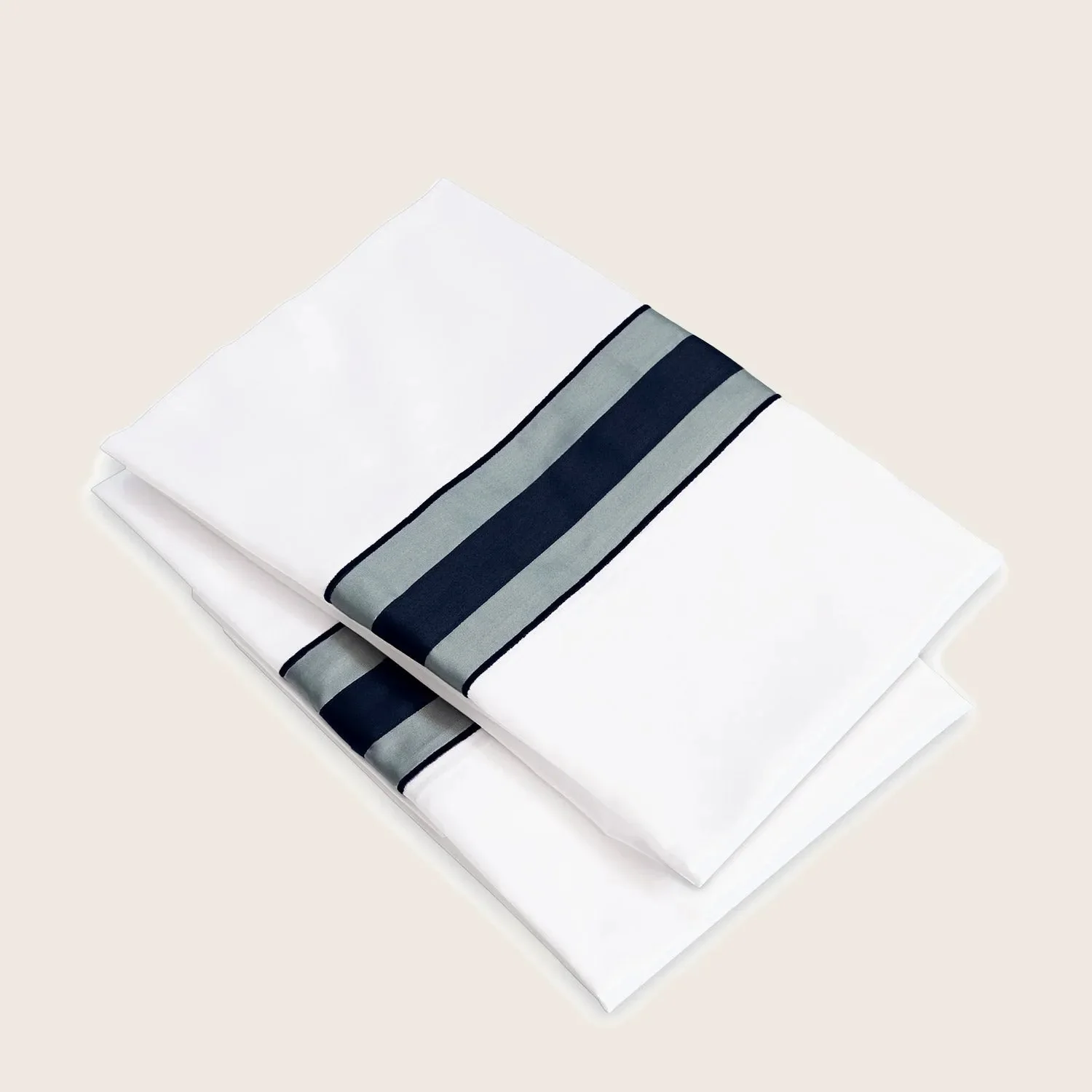 Dimora Sheets & Pillowcases, White/Midnight Blue - Image 3