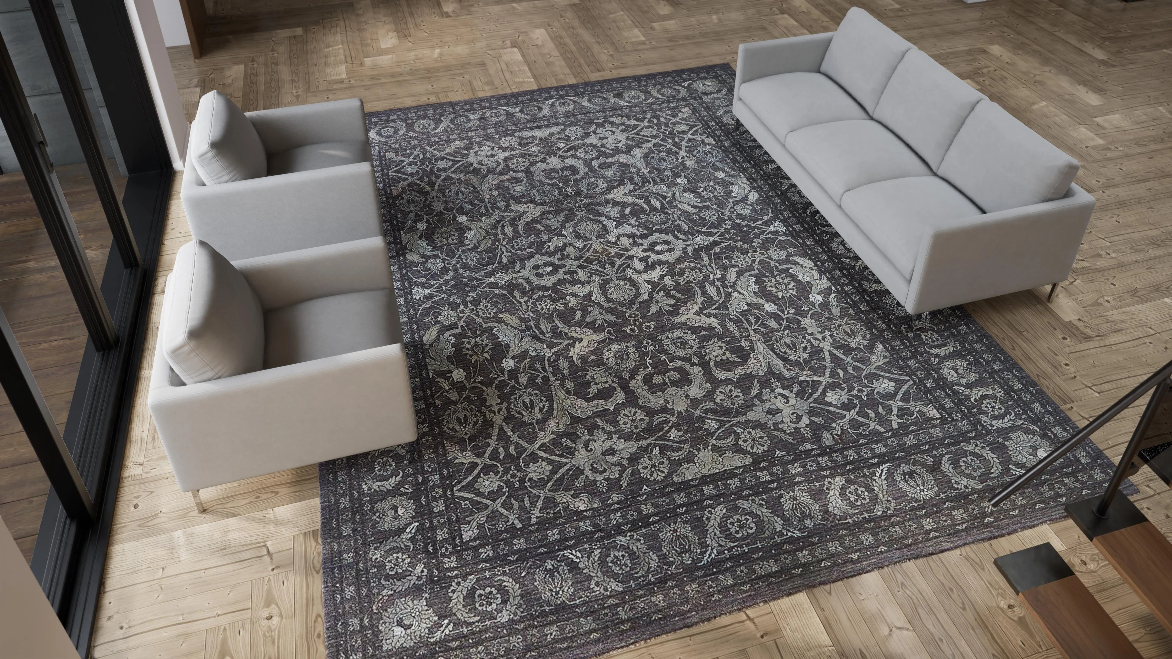 Grey Traditional Wool Rug - 11'1" x 14'1" - Image 5