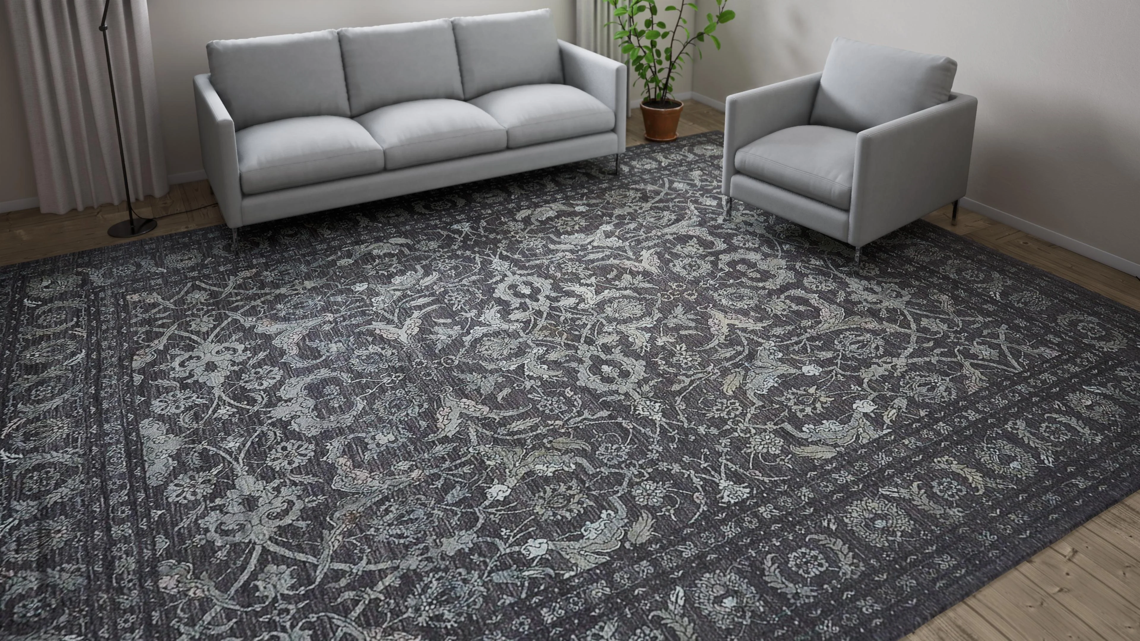 Grey Traditional Wool Rug - 11'1" x 14'1" - Image 6