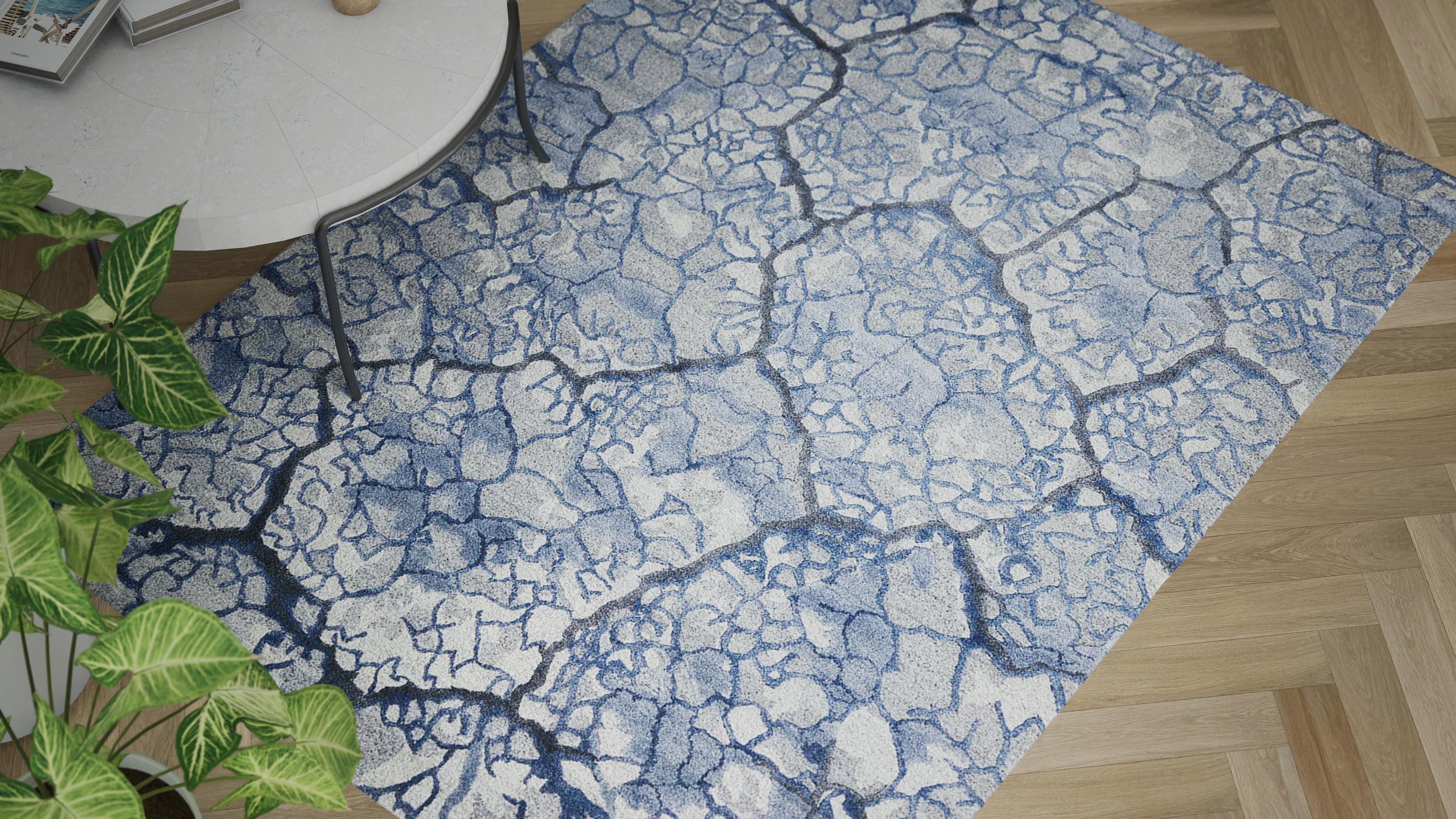 Blue Essentials Modern Wool Luxcelle Blend Rug - Image 6