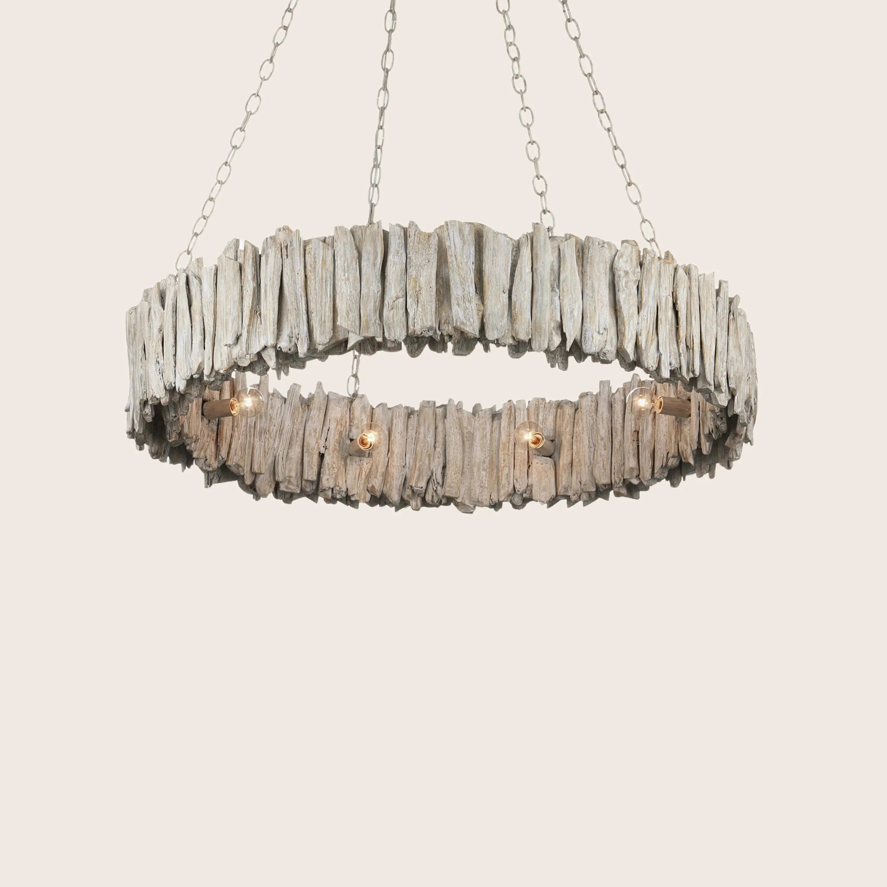 Driftwood Whitewash Ring Chandelier - Image 3