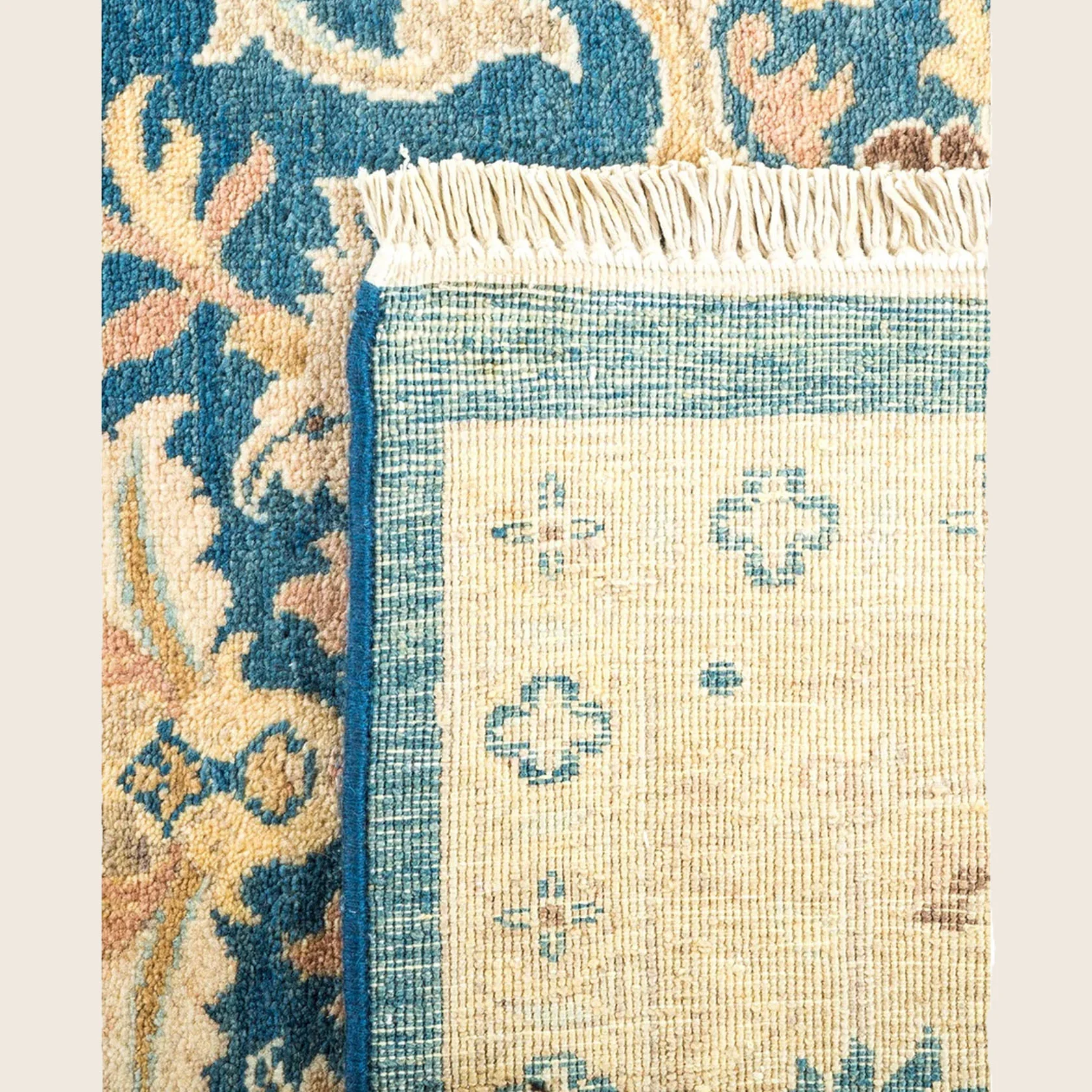 Blue Traditional Wool Rug - 6'2" x 8'10" - Image 6