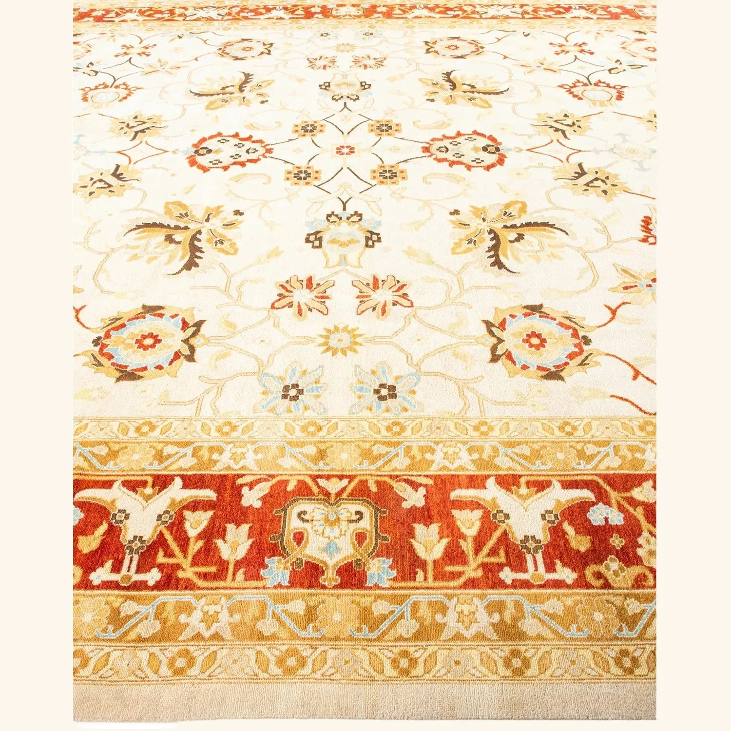 Beige Traditional Wool Rug - 9'10" x 13'10" - Image 4