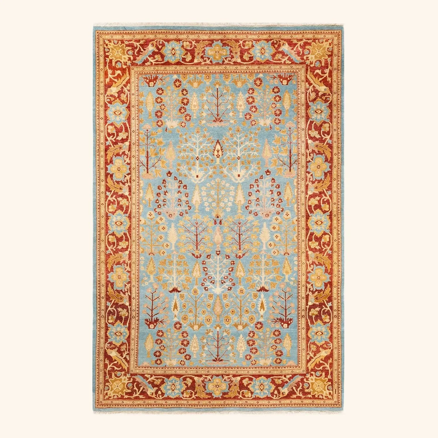 Blue Traditional Wool Rug - 6' x 9'