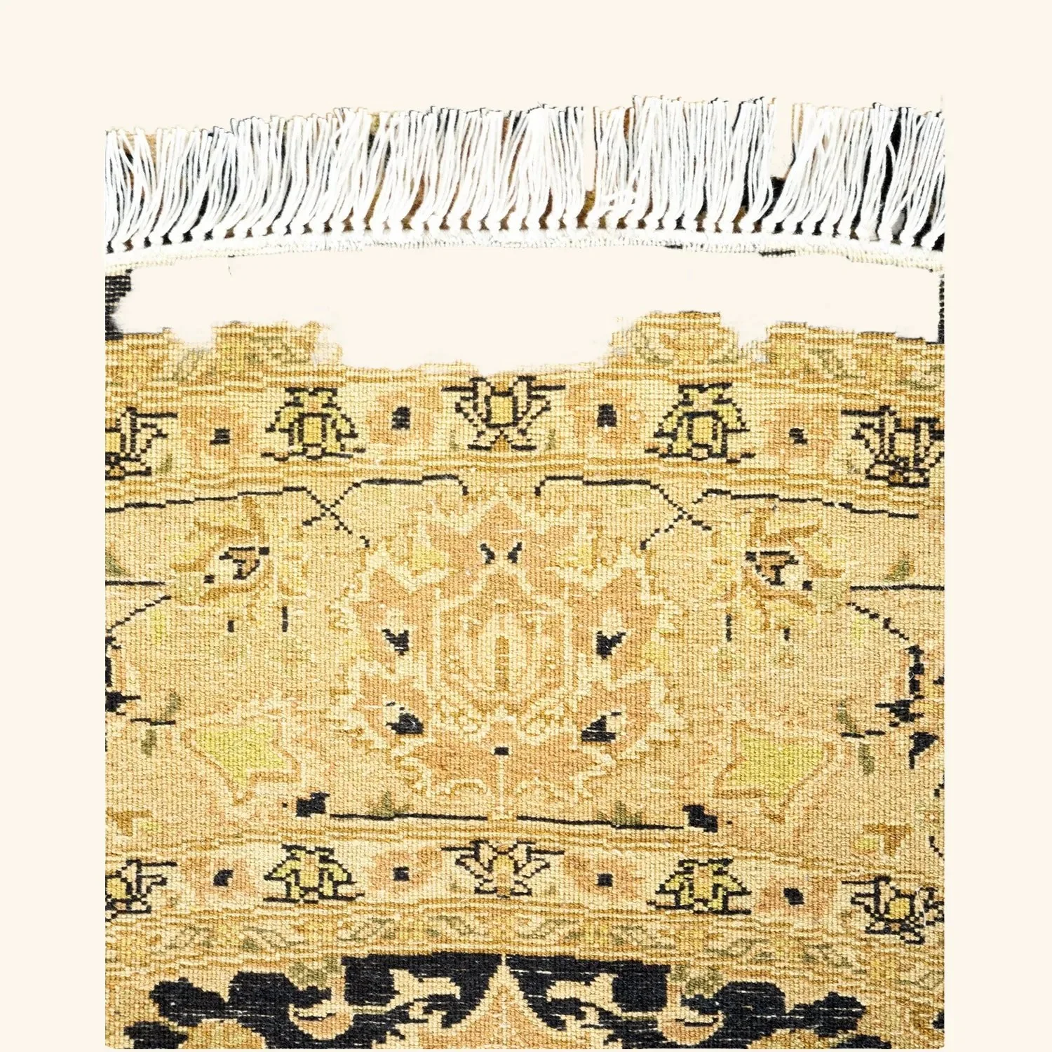 Black Traditional Wool Rug - 6'1" Round - Image 5