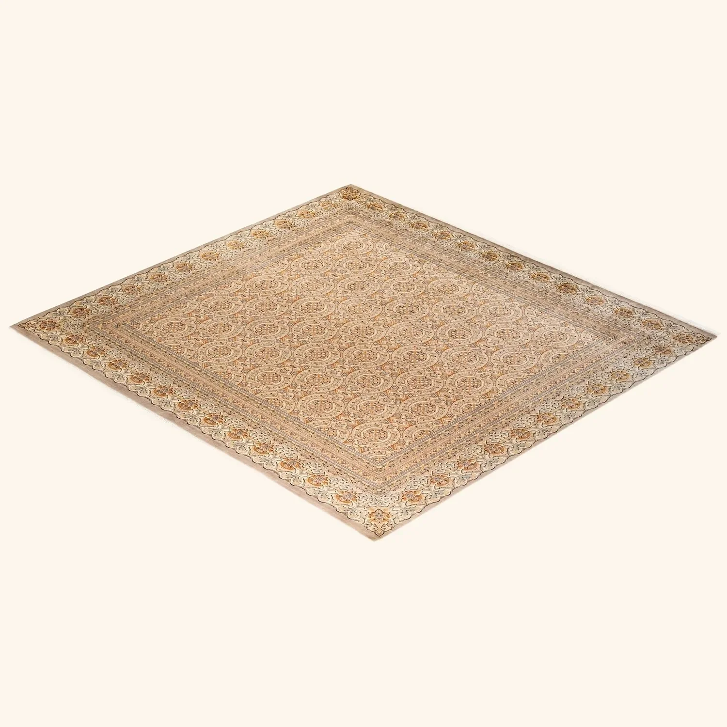 Beige Traditional Wool Rug - 9'4" x 10'1" - Image 8