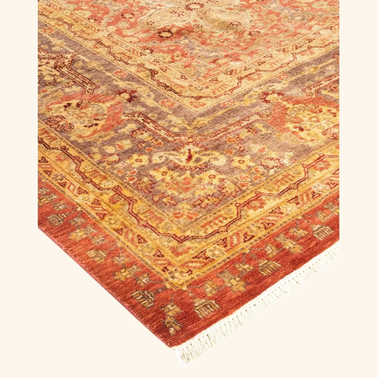 Orange Traditional Wool Rug - 8'3" x 8'4" - Image 2