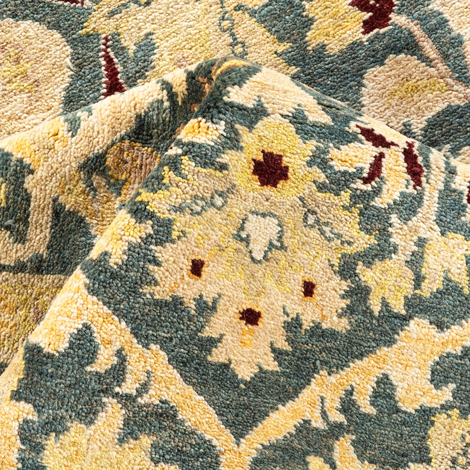 Blue and Cream Traditional Wool Rug - 7'10" x 10'4" - Image 7