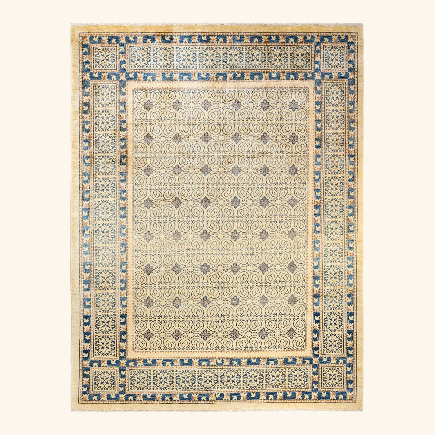 Ivory Traditional Wool Rug - 9' x 12'7"