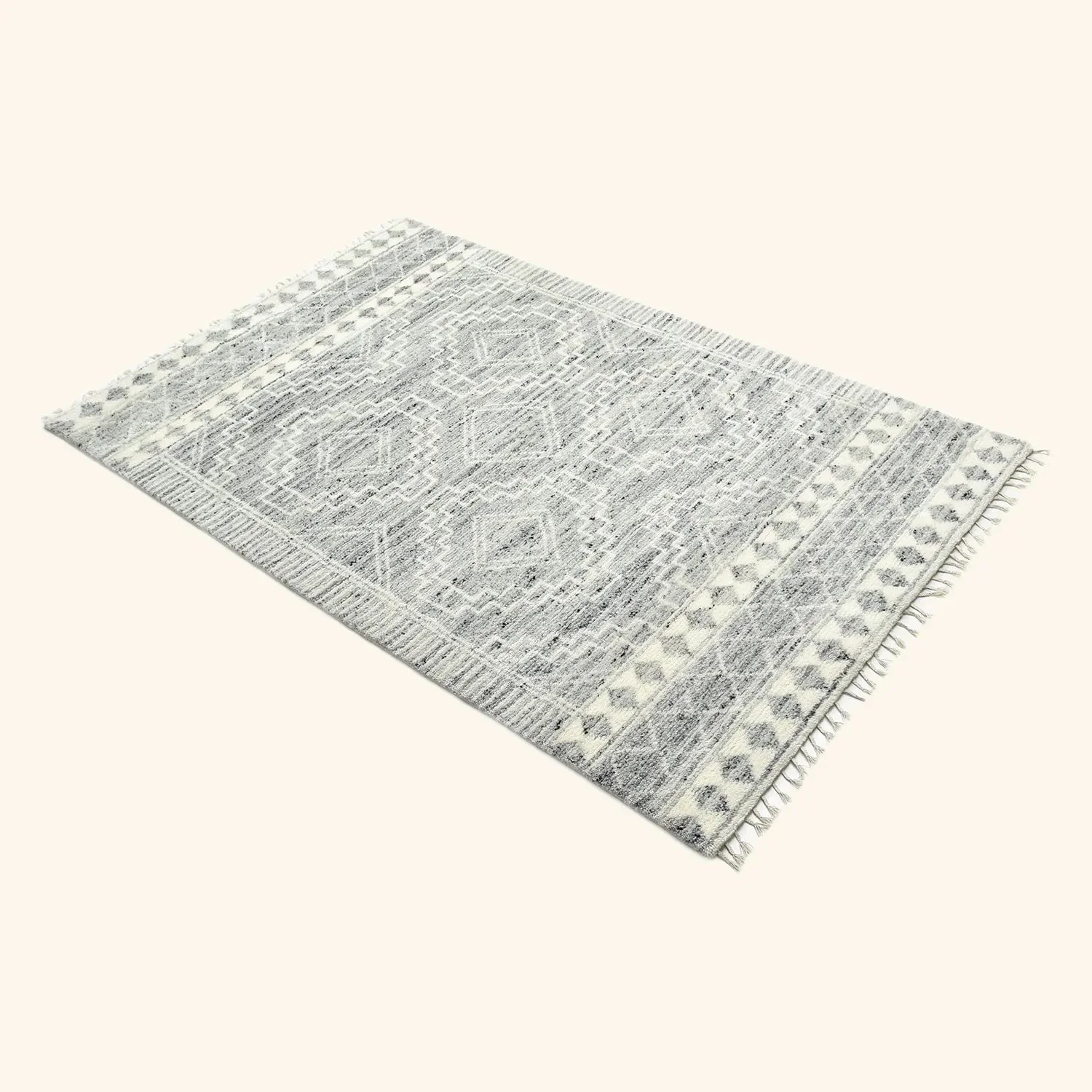 Grey Moroccan Wool Cotton Blend Rug - 8' x 10' - Image 8