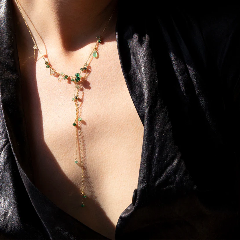 Emerald Lariat Style Necklace - Image 2