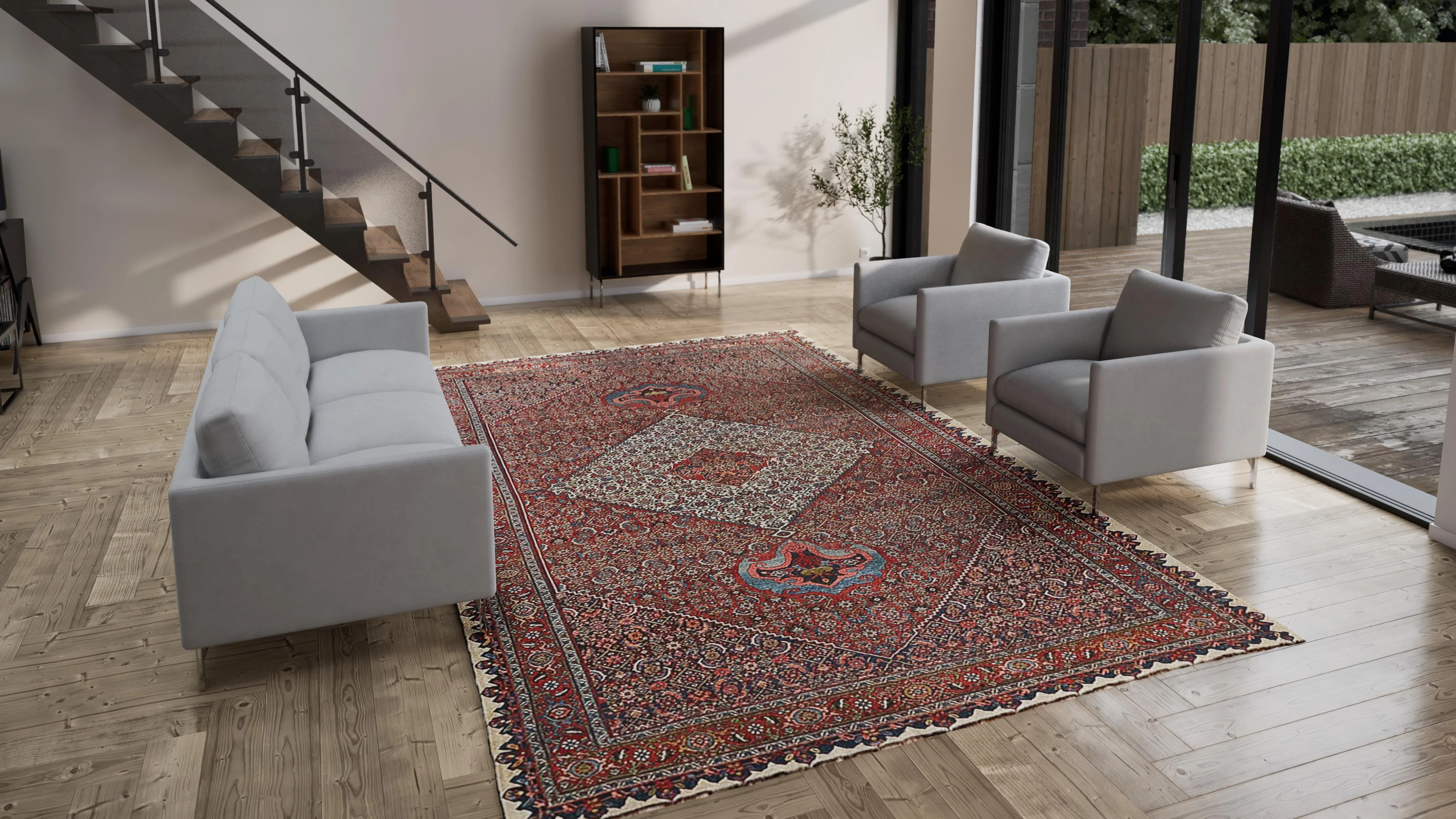 Red Antique Bidjar Wool Persian Rug - 9'2" x 14'5" - Image 3