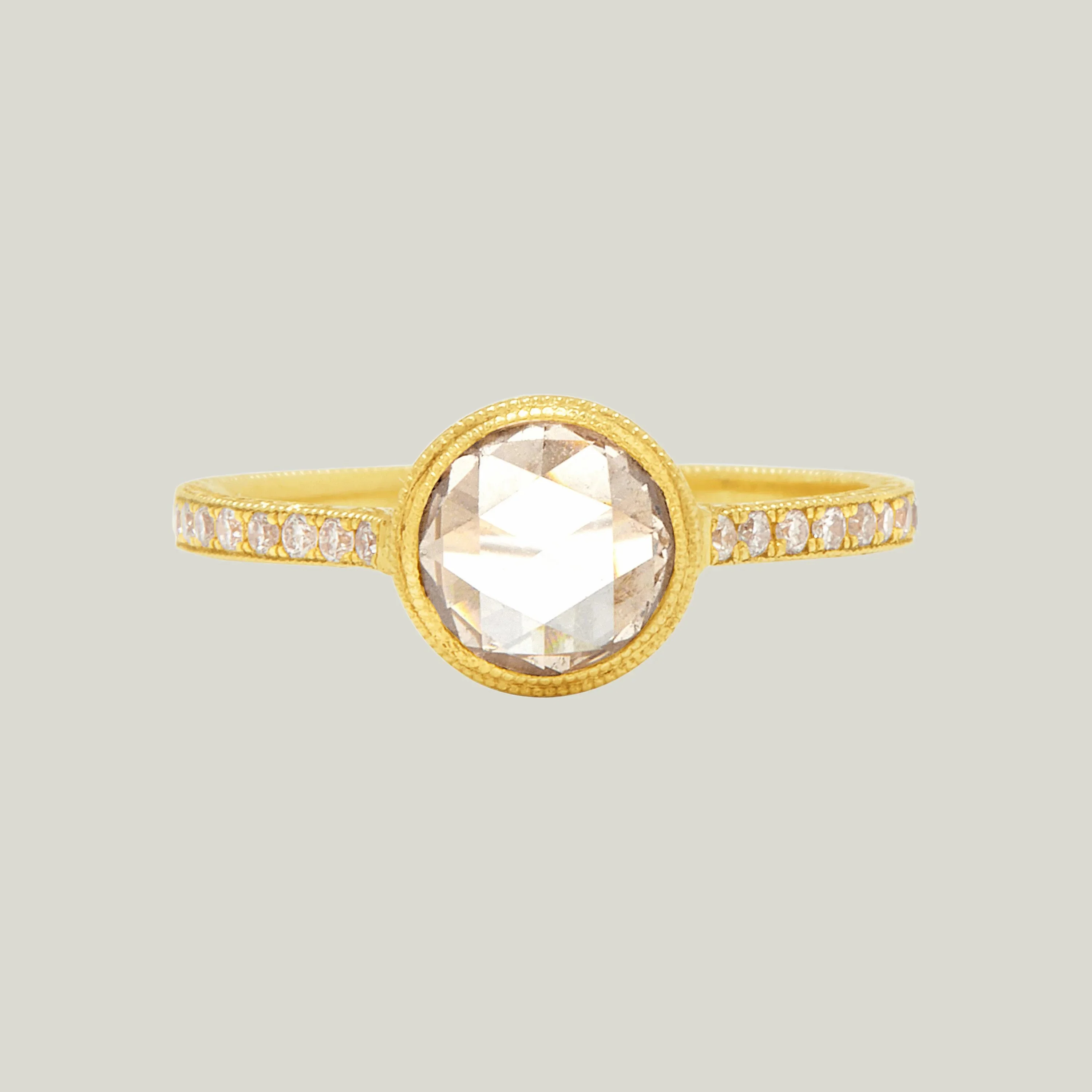 Engraved Cathedral Ring with Pave Band