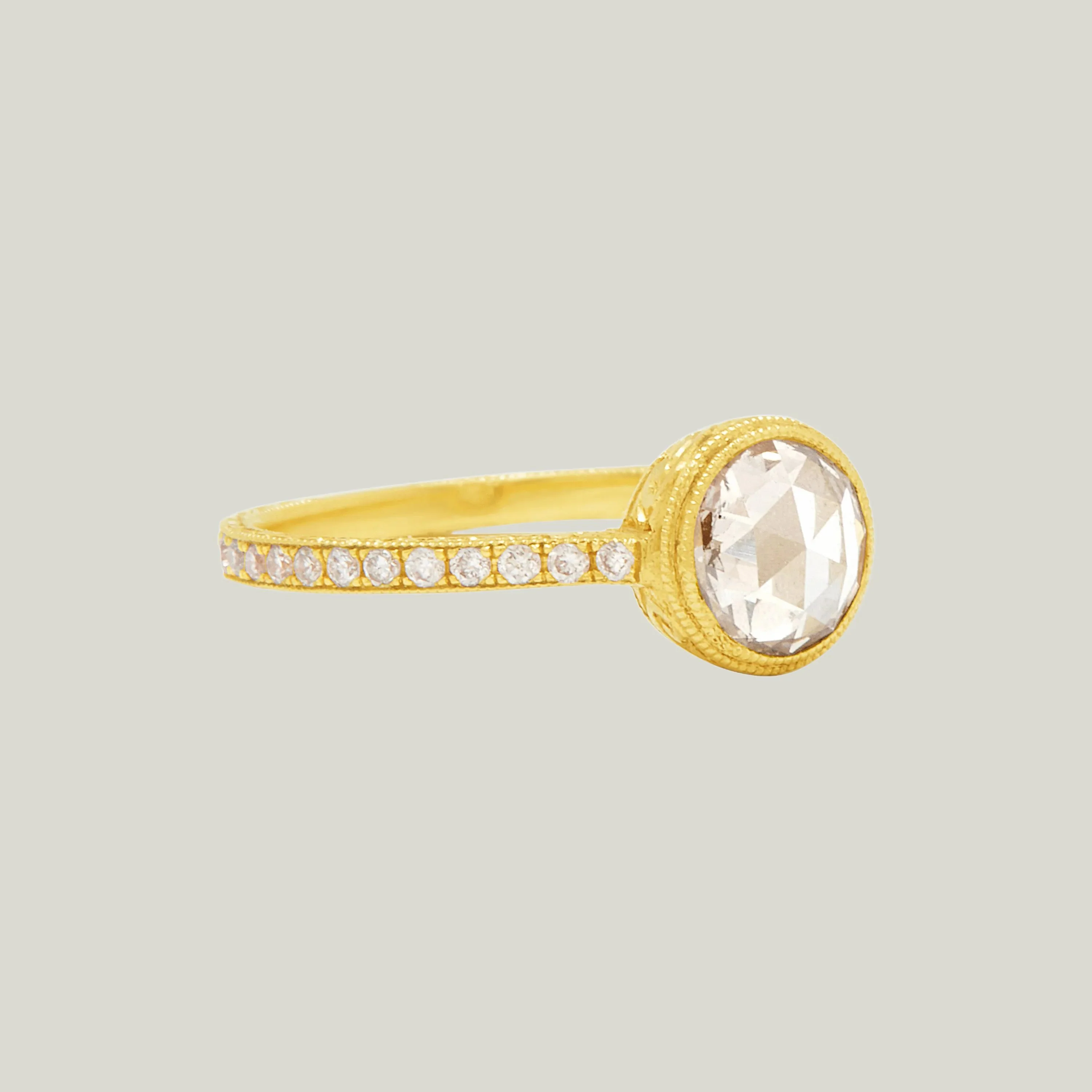 Engraved Cathedral Ring with Pave Band - Image 2