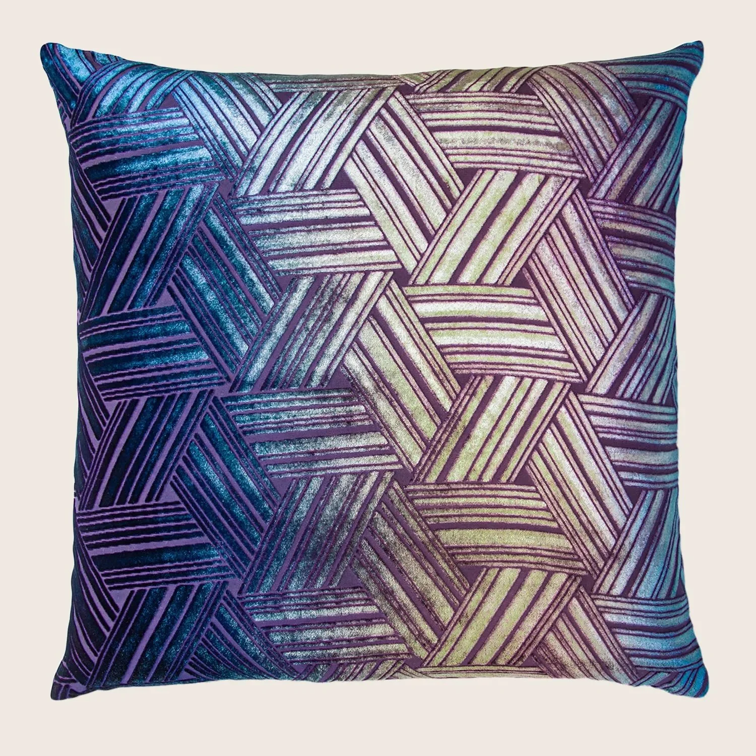 Entwined Velvet Throw Pillow, Peacock