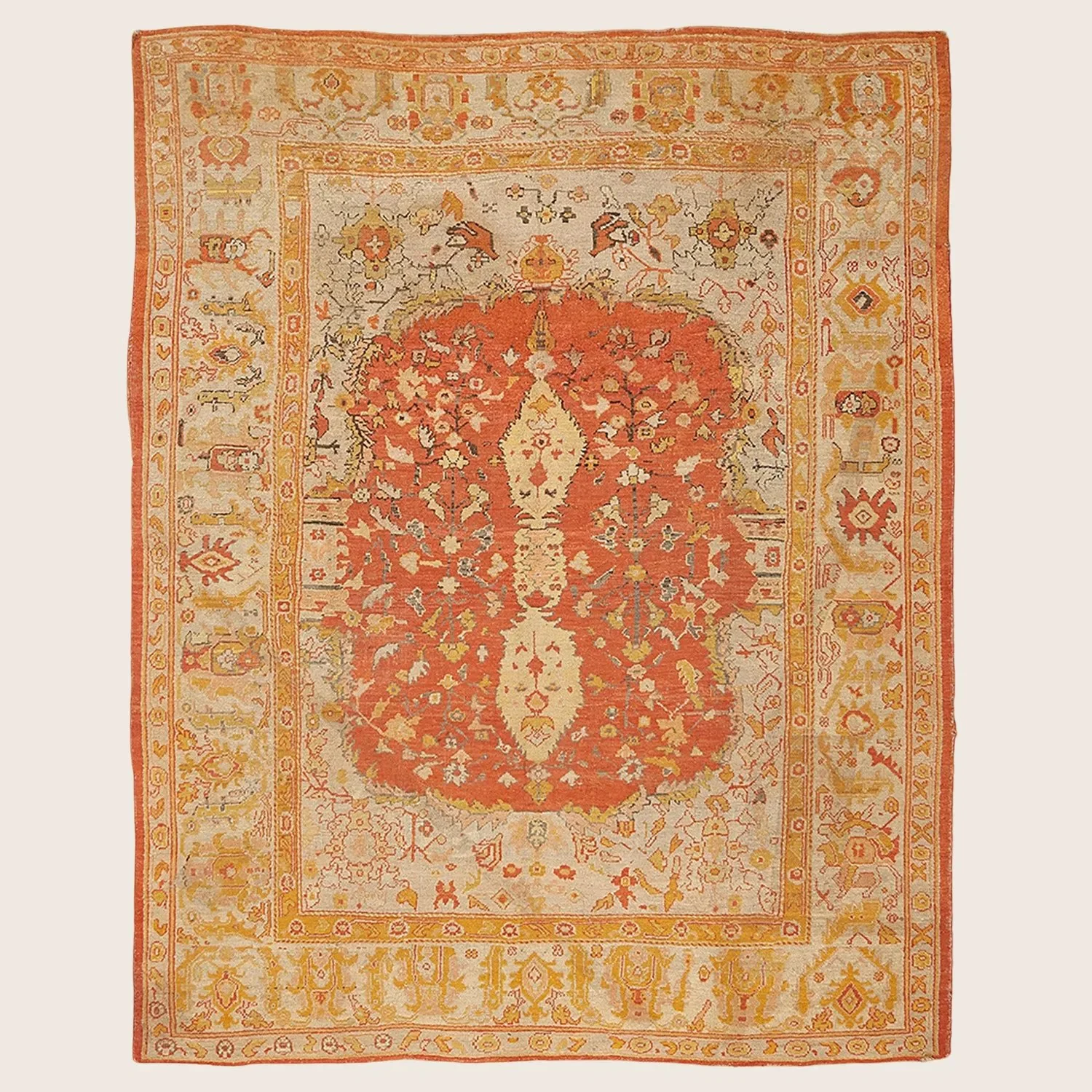 Orange Antique Turkish Oushak Rug - 10'3" x 13'3"