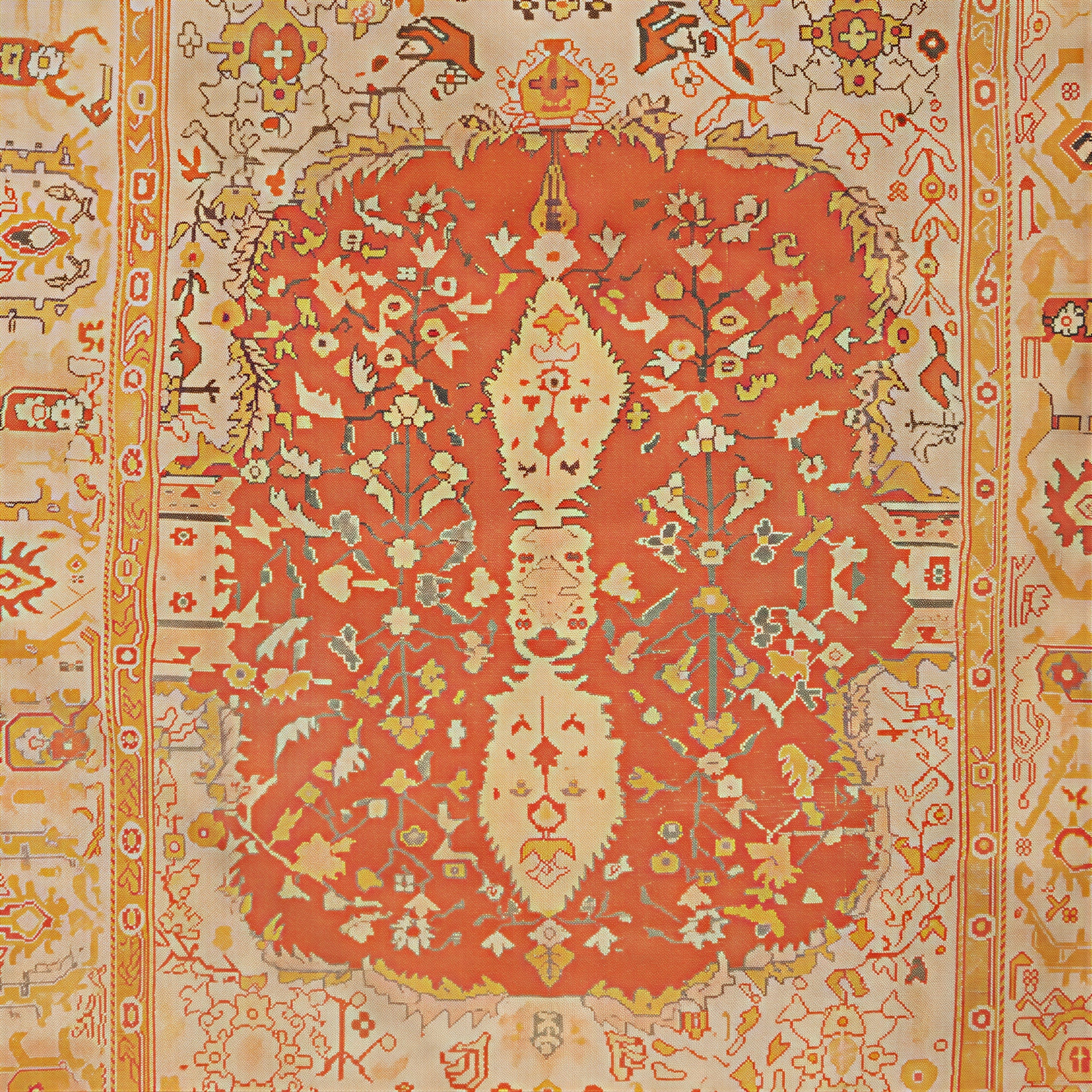 Orange Antique Turkish Oushak Rug - 10'3" x 13'3" - Image 2