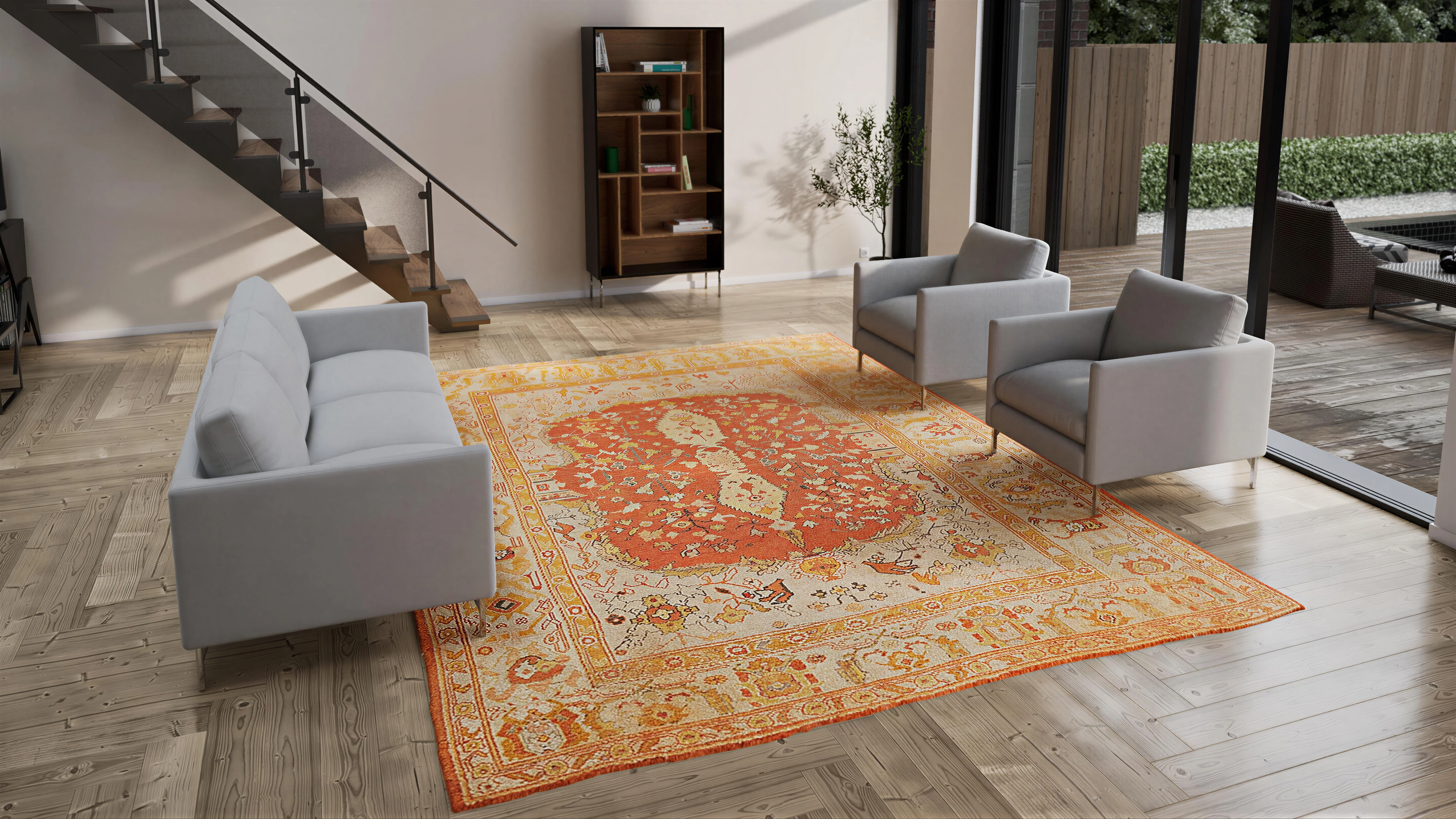 Orange Antique Turkish Oushak Rug - 10'3" x 13'3" - Image 3