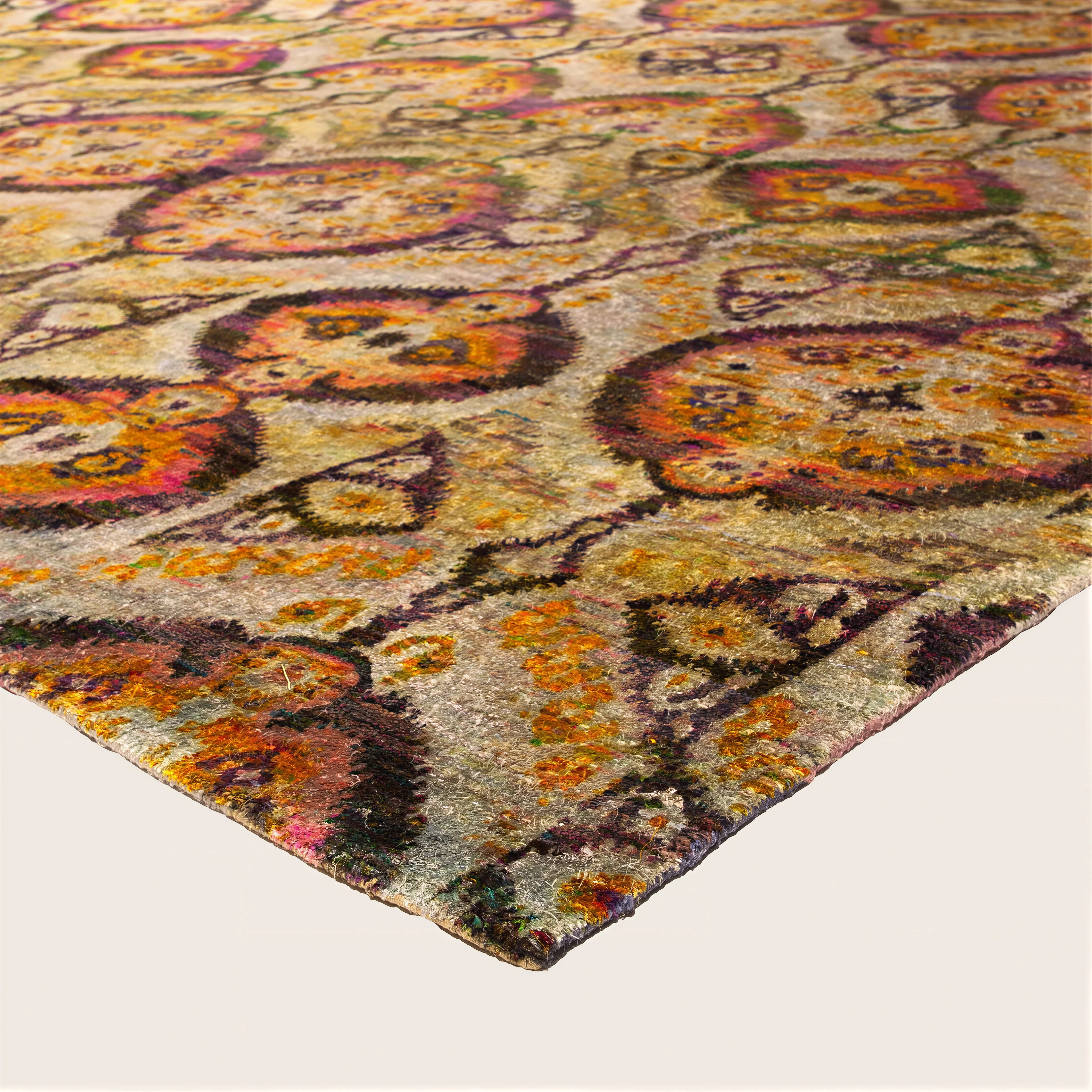 Orange Alchemy & Gold Transitional Wool Silk Blend Rug - 12'11" x 15'11" - Image 4