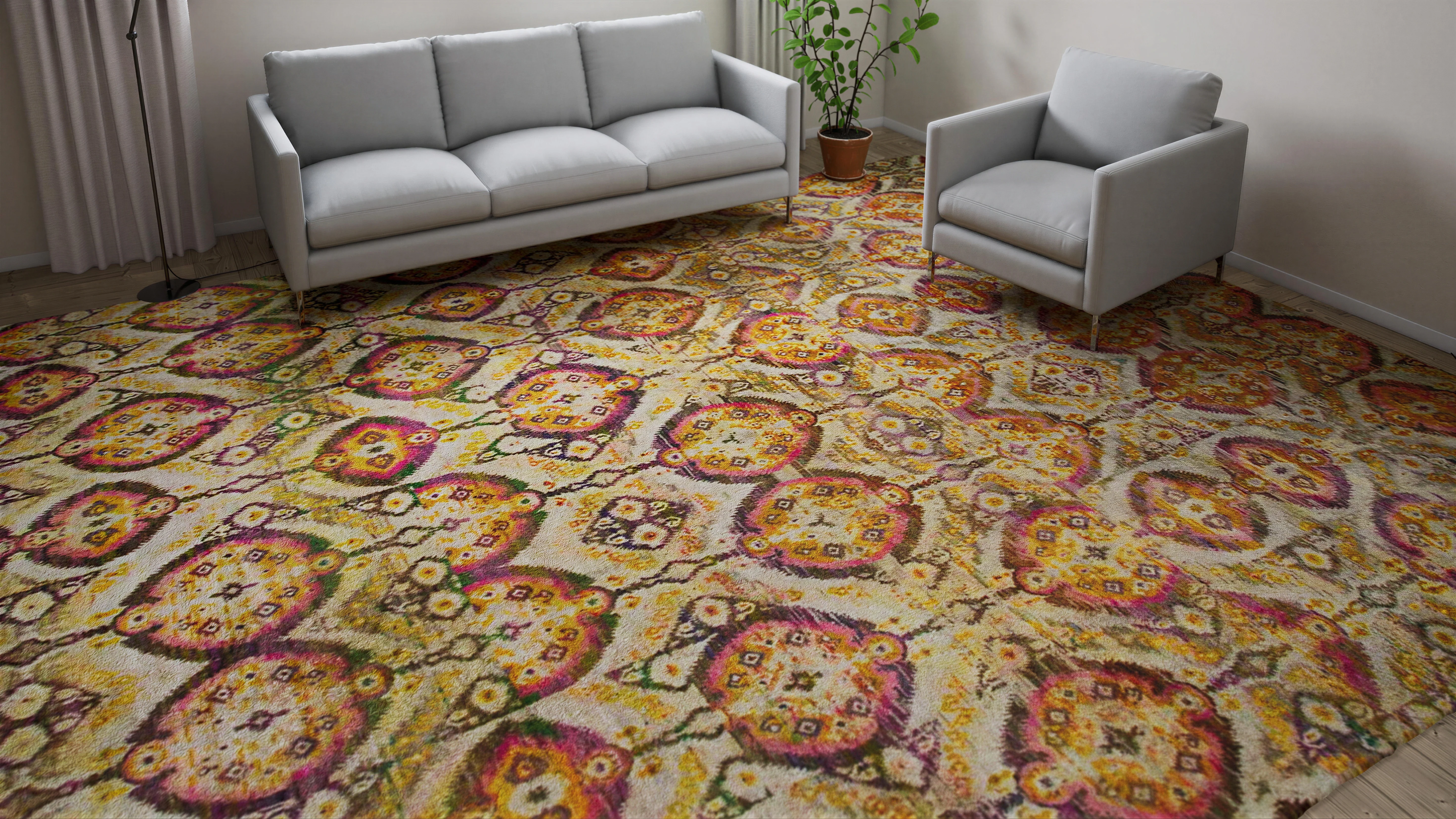 Orange Alchemy & Gold Transitional Wool Silk Blend Rug - 12'11" x 15'11" - Image 8