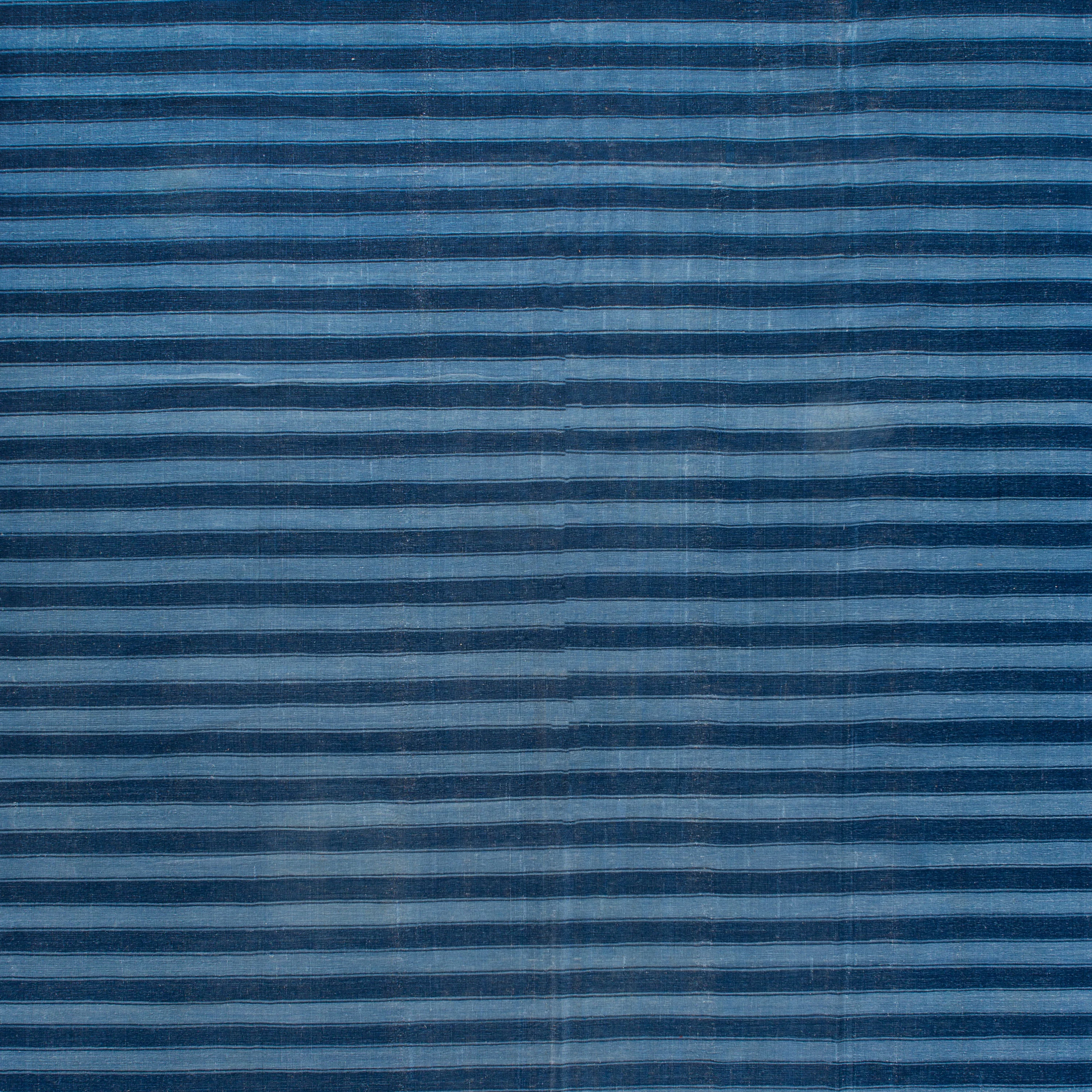Blue Flatweave Cotton Rug - 10'6" x 16' - Image 2
