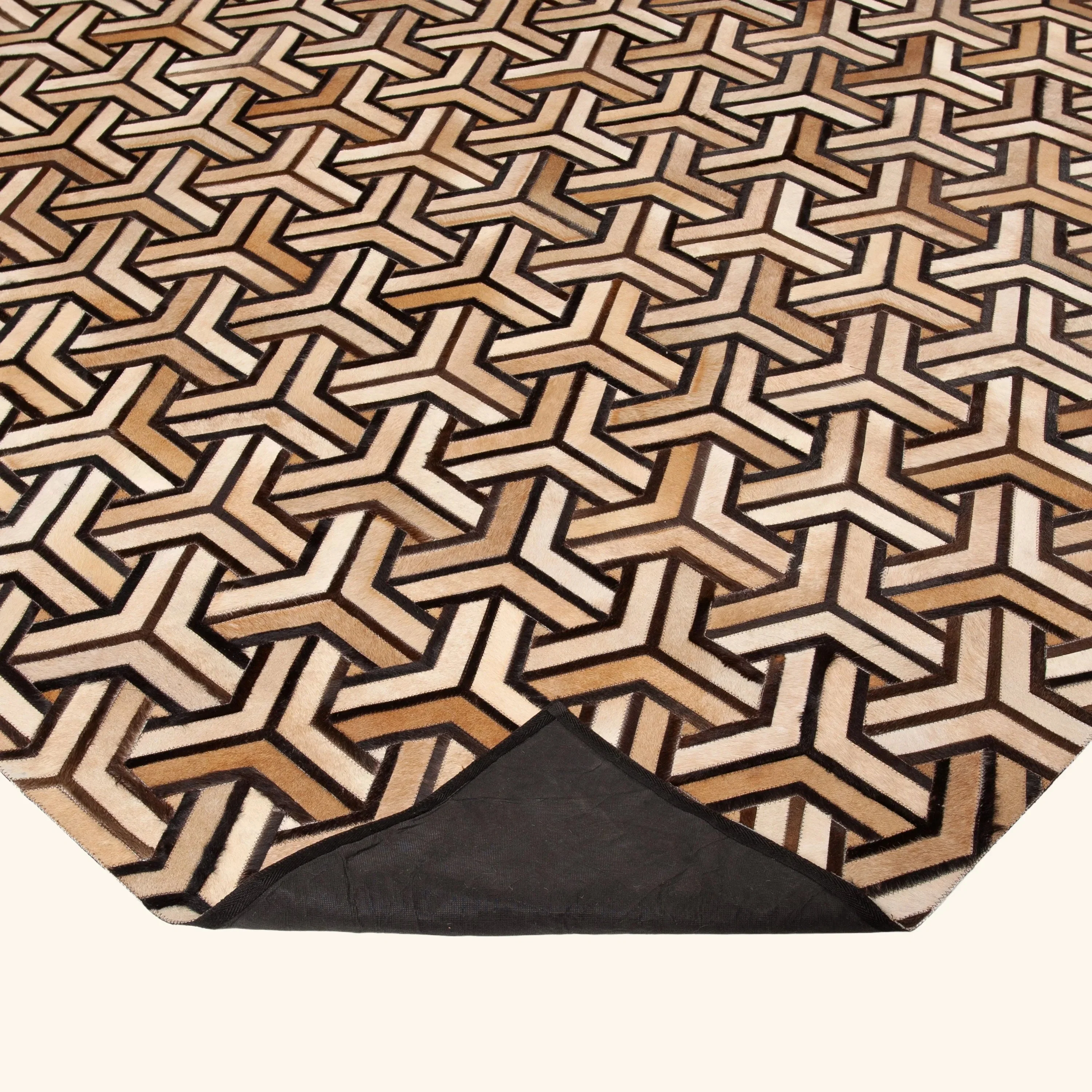 Beige Modern Cowhide Rug - 8' x 10' - Image 4