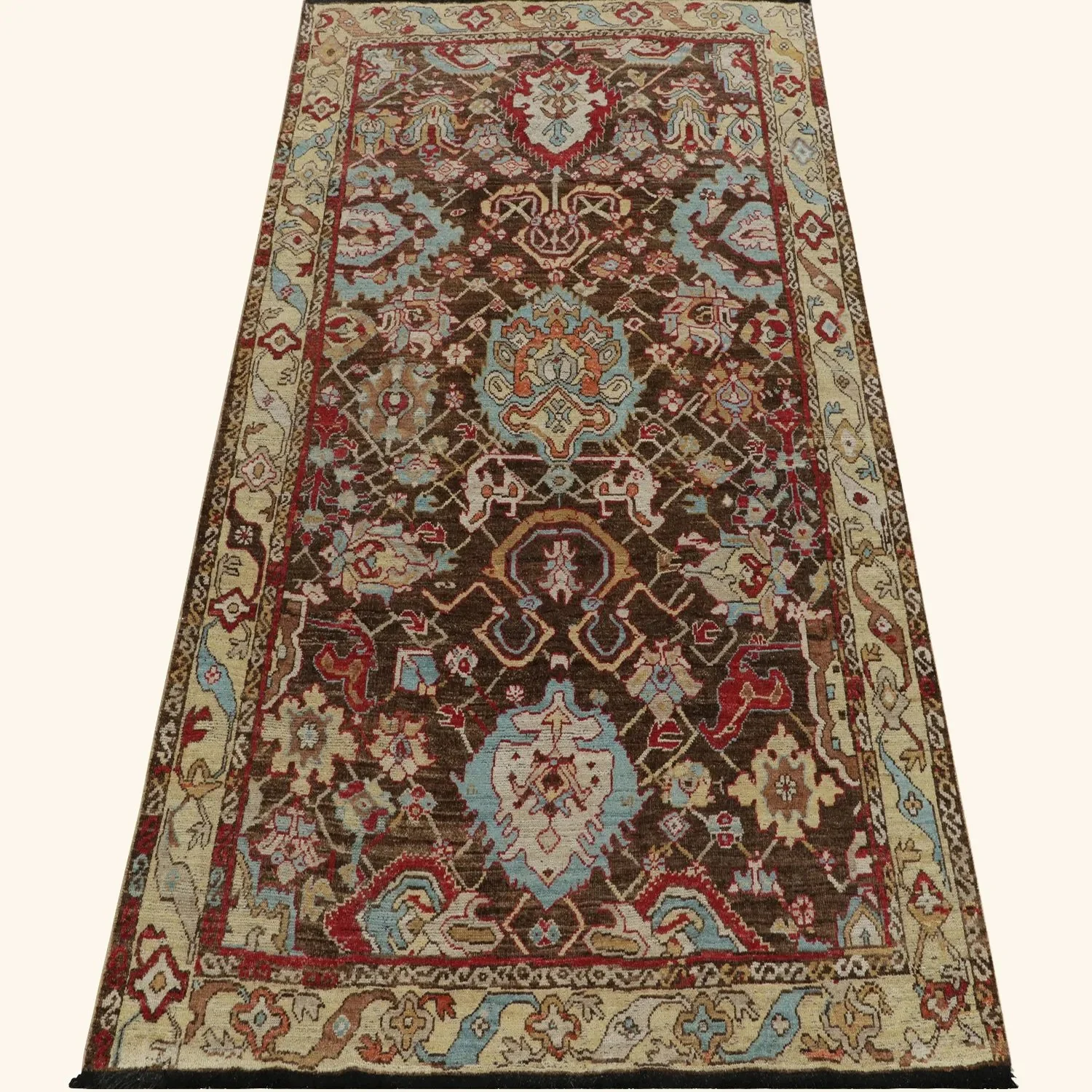 Brown Traditional Wool Rug - 5'8" x 8'5" - Image 3