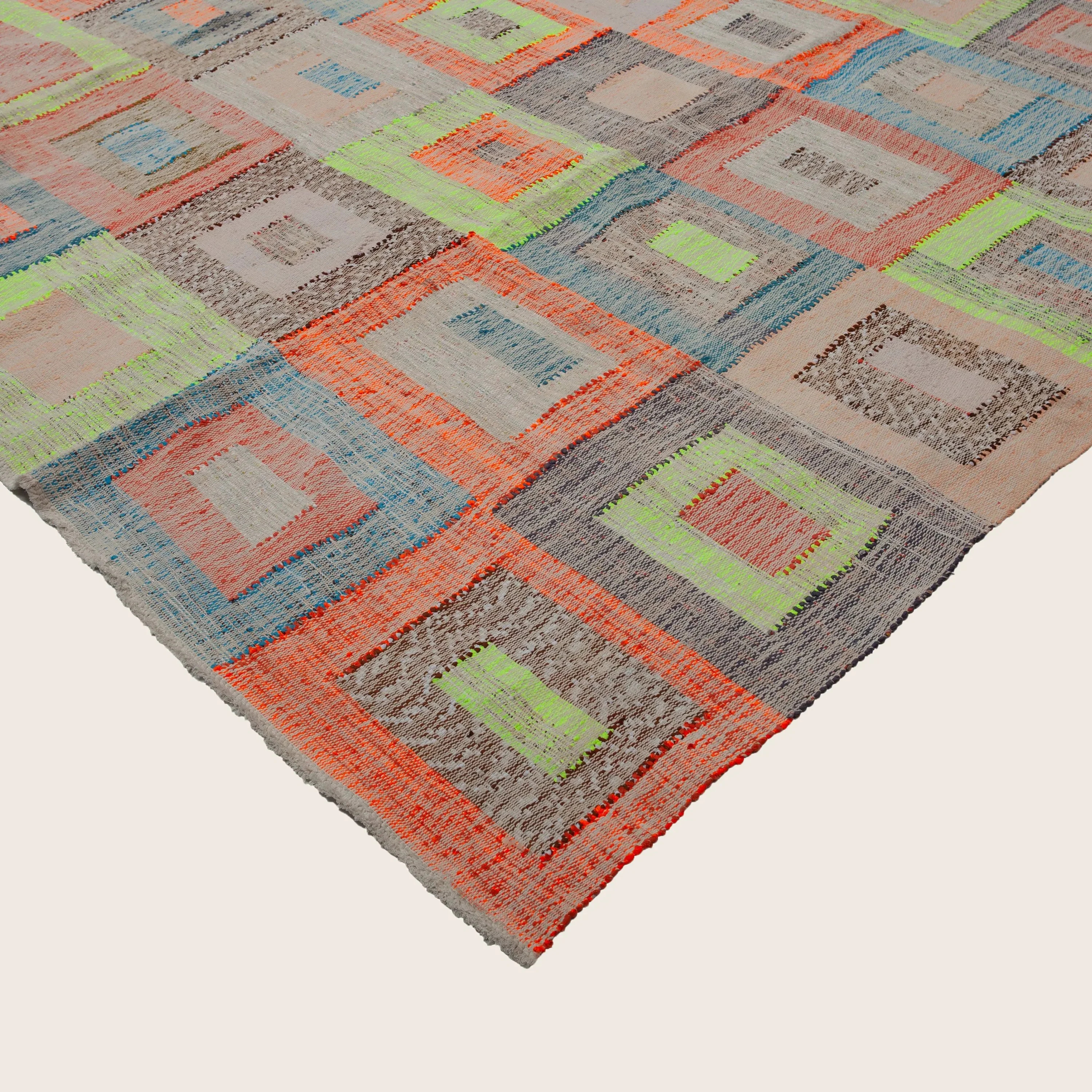 Multicolored Flatweave Wool Cotton Blend Rug - 13'4" x 17' - Image 3