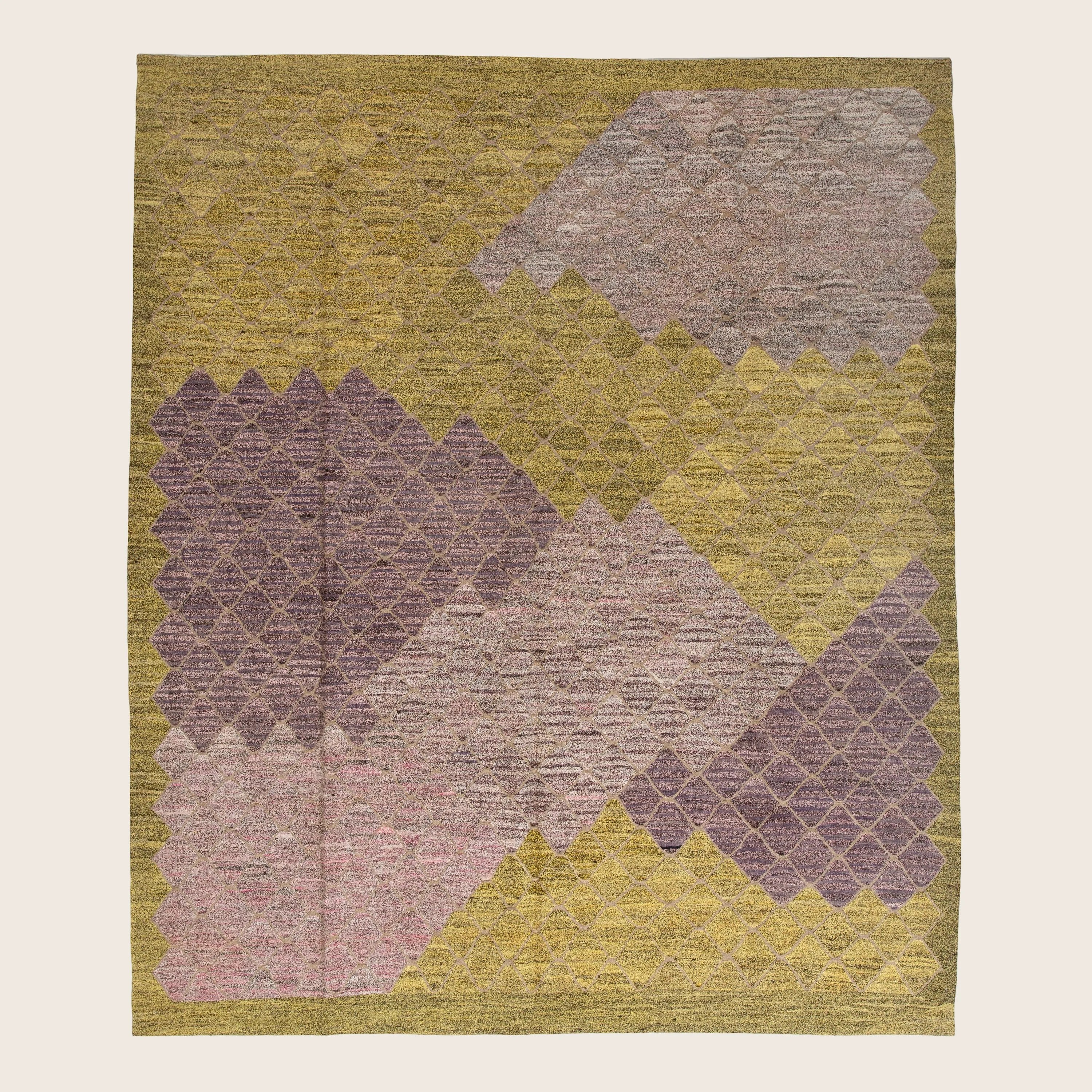Purple Green Vintage Flatweave Rug - 8'7" x 10'4"