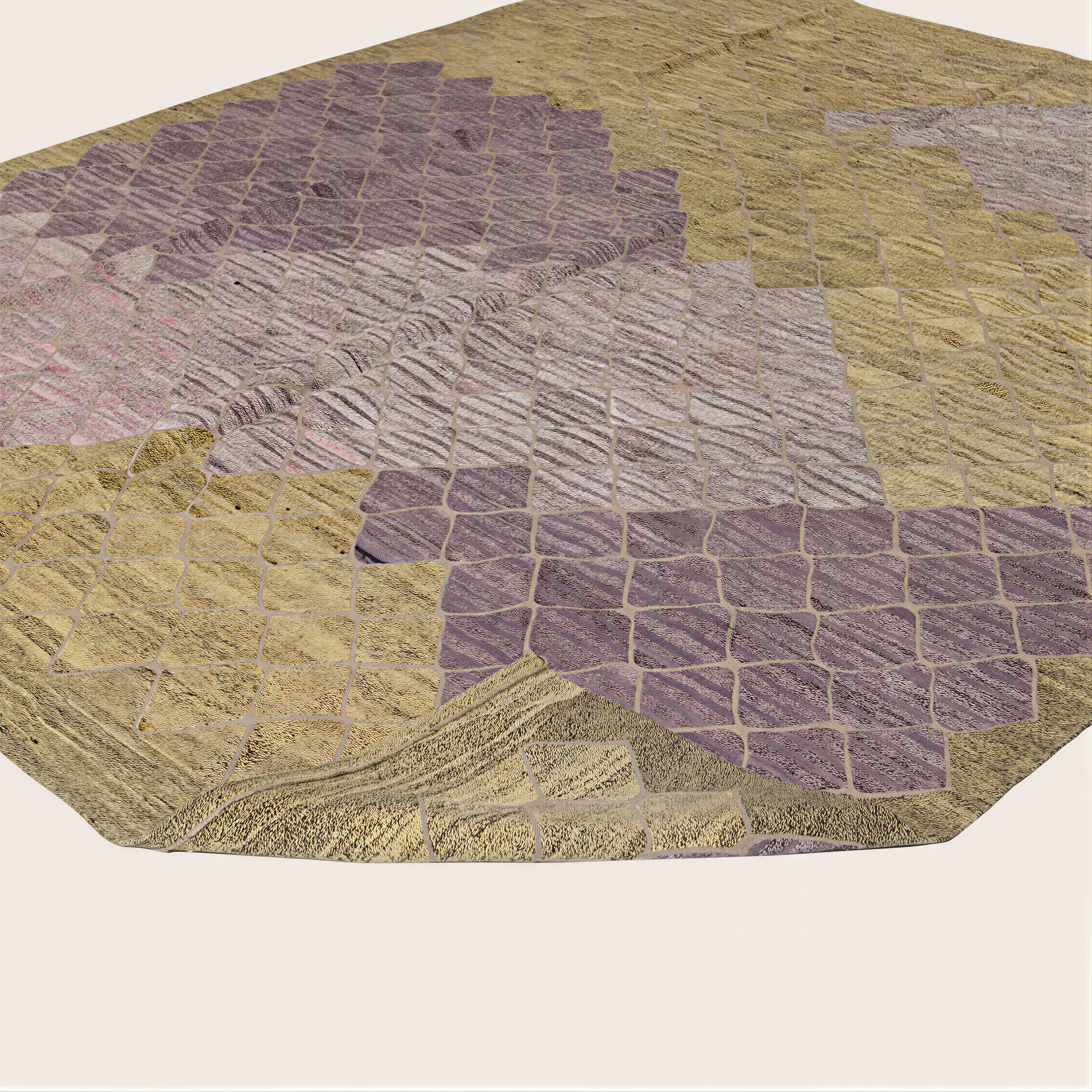 Purple Green Vintage Flatweave Rug - 8'7" x 10'4" - Image 5