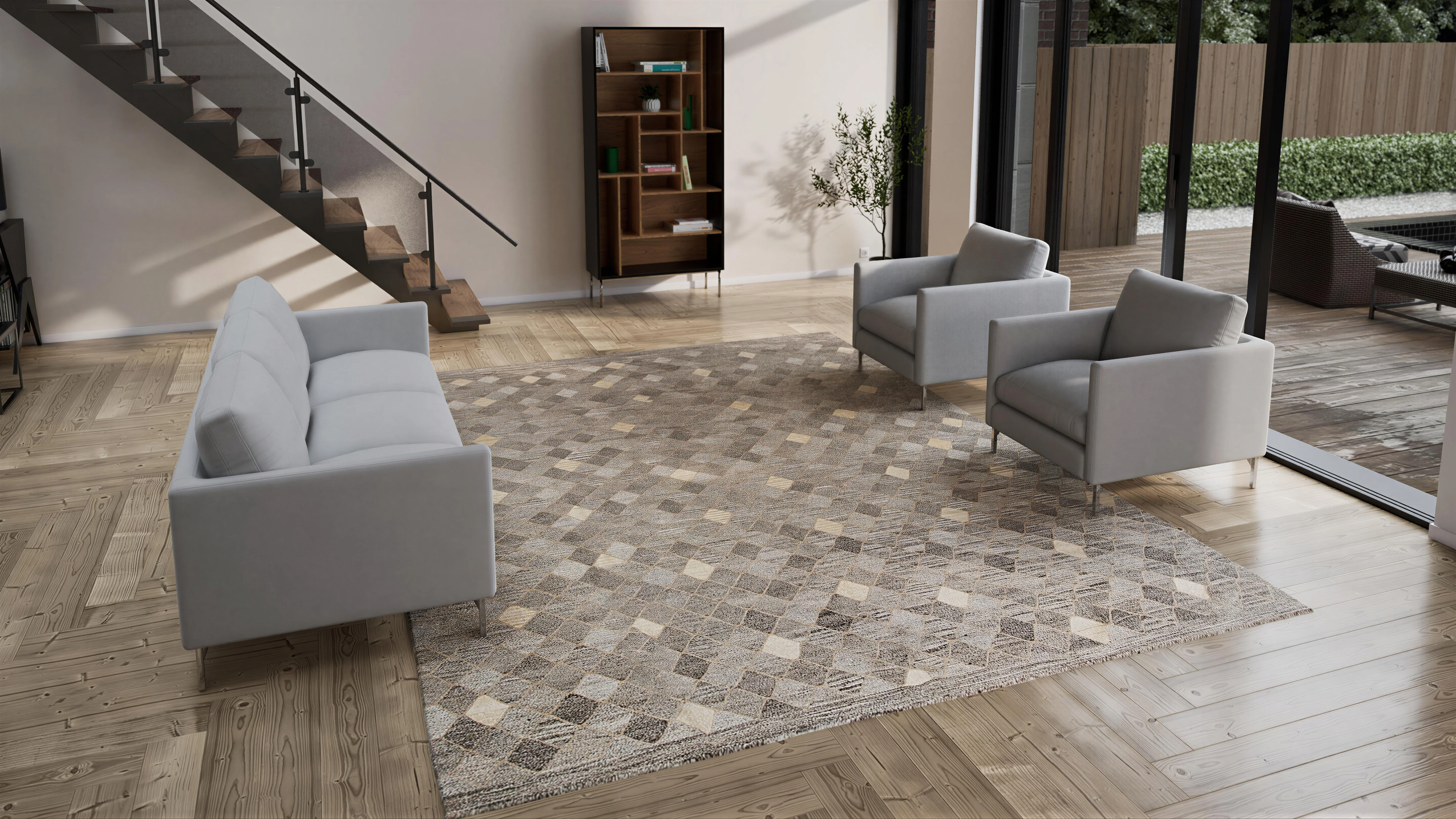 Grey Flatweave Wool Rug - 10'1" x 13'11" - Image 3
