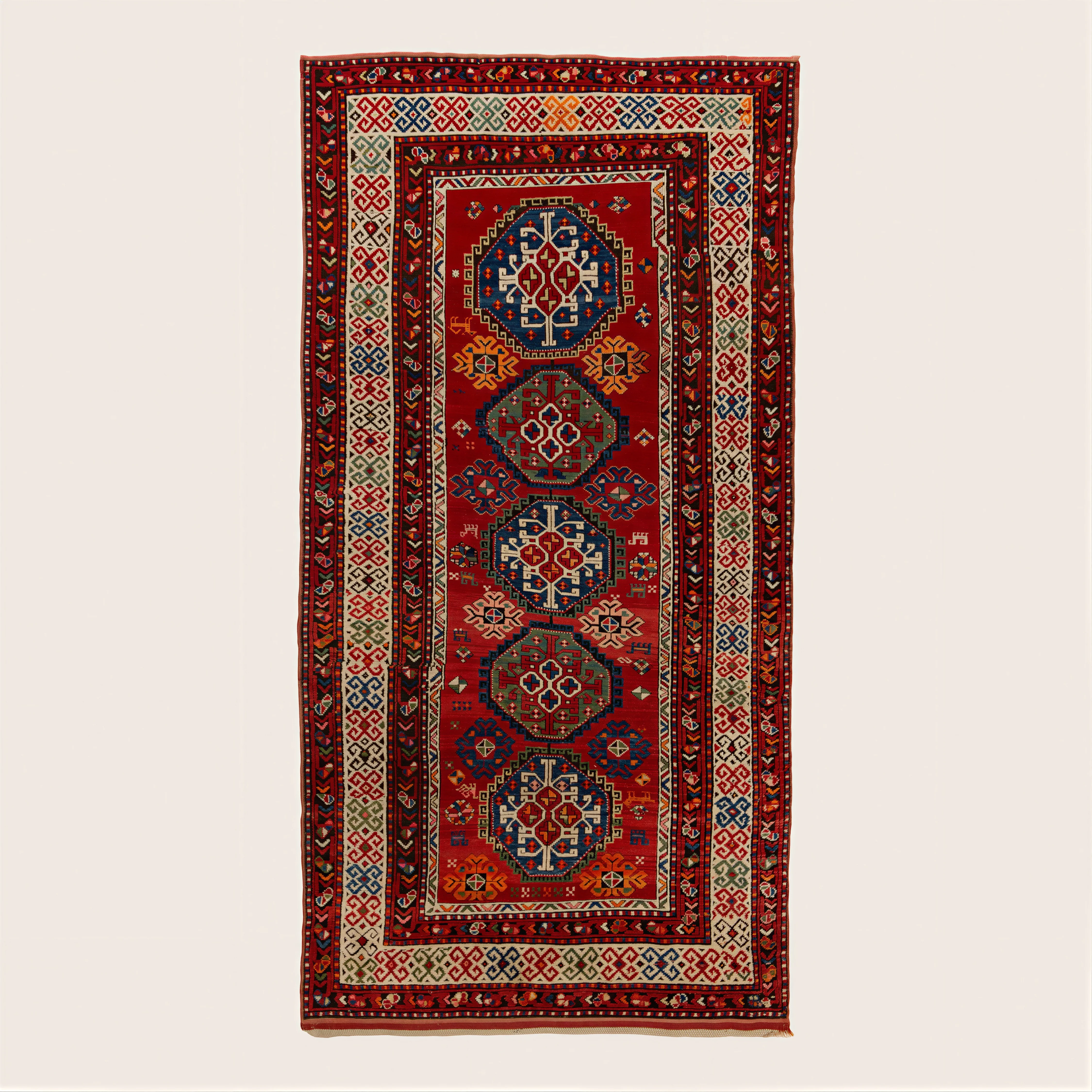 Red Vintage Kazak Wool Rug - 5' x 10'