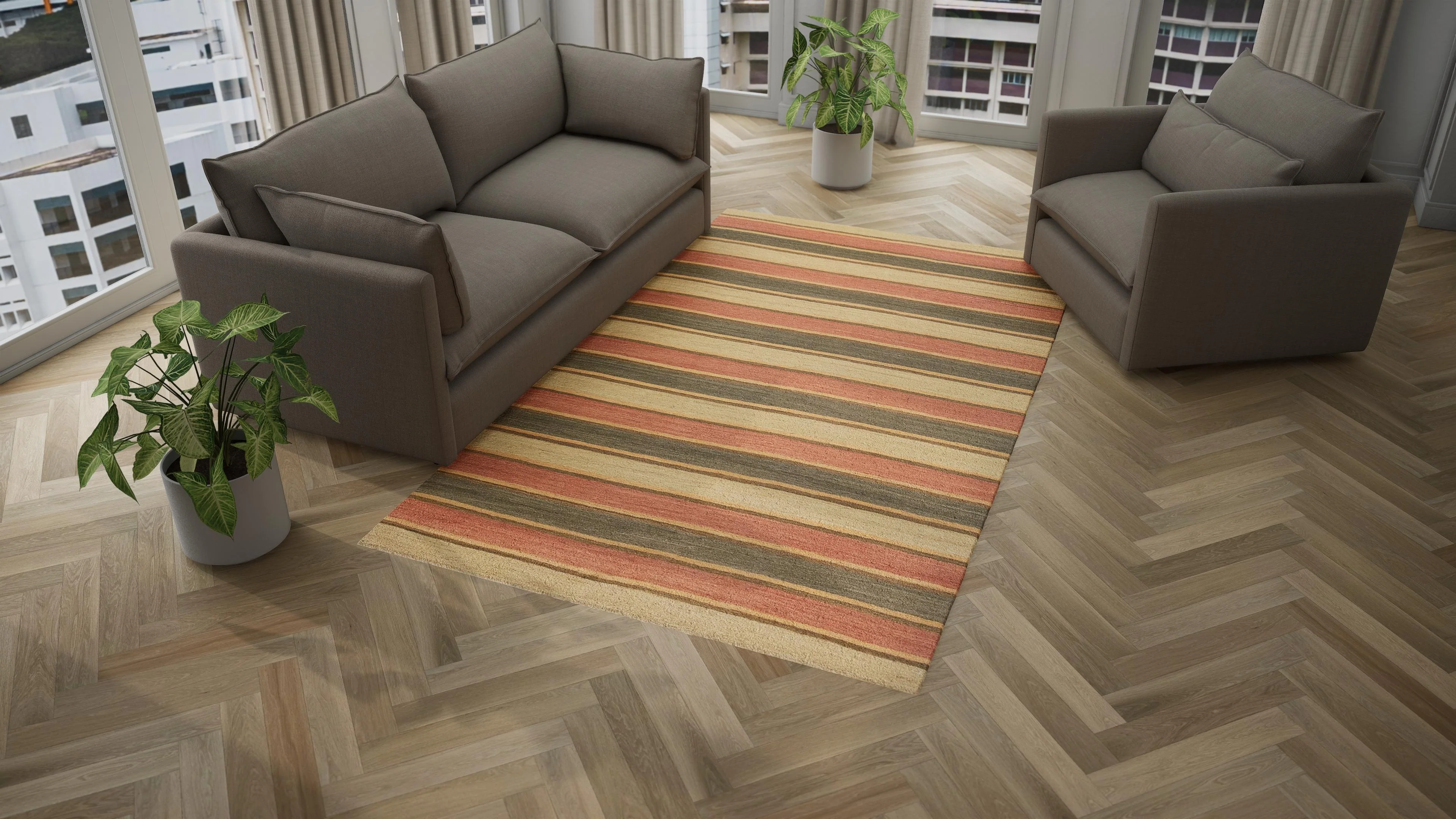 Multicolored Flatweave Wool Rug - 6' x 10'3" - Image 3