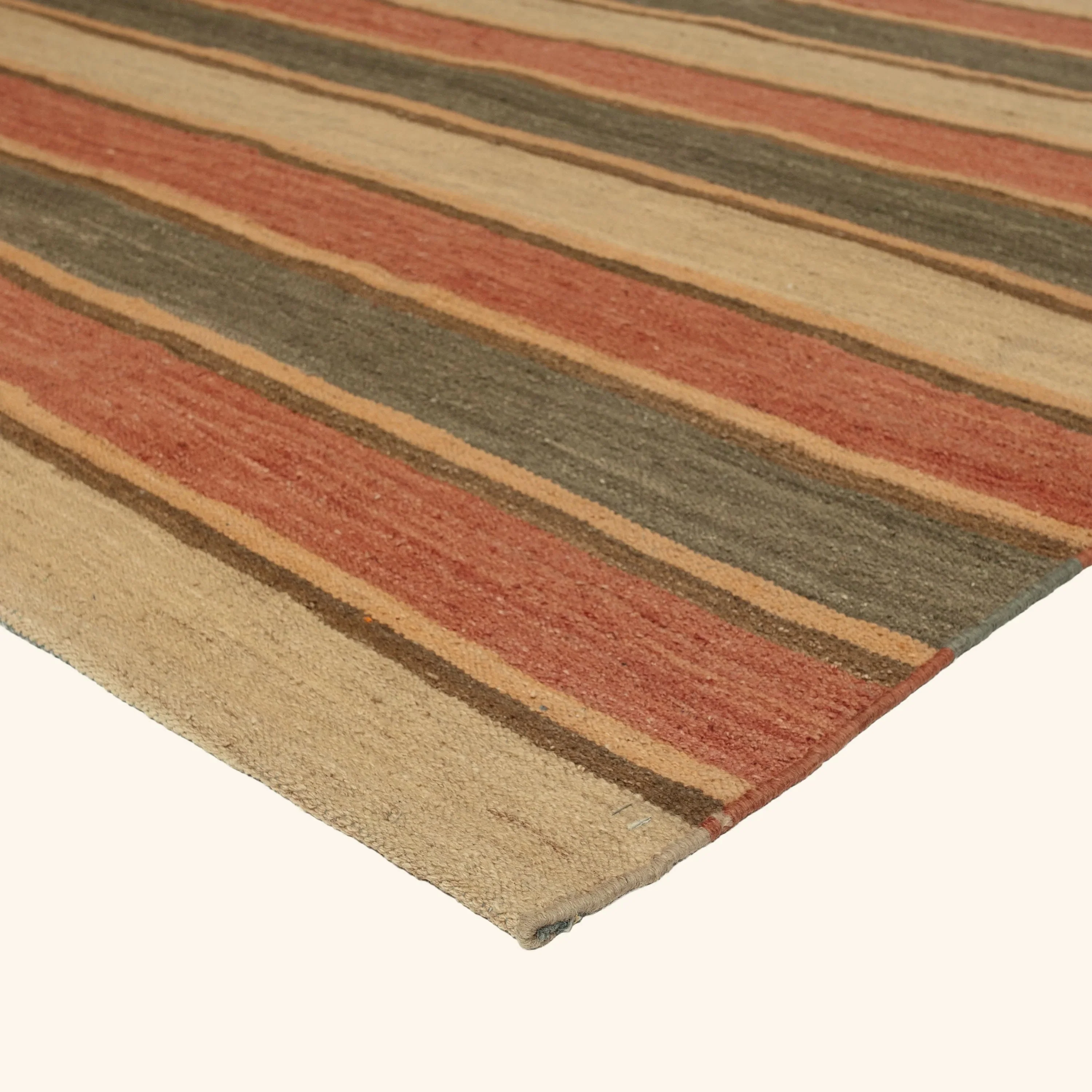 Multicolored Flatweave Wool Rug - 6' x 10'3" - Image 4