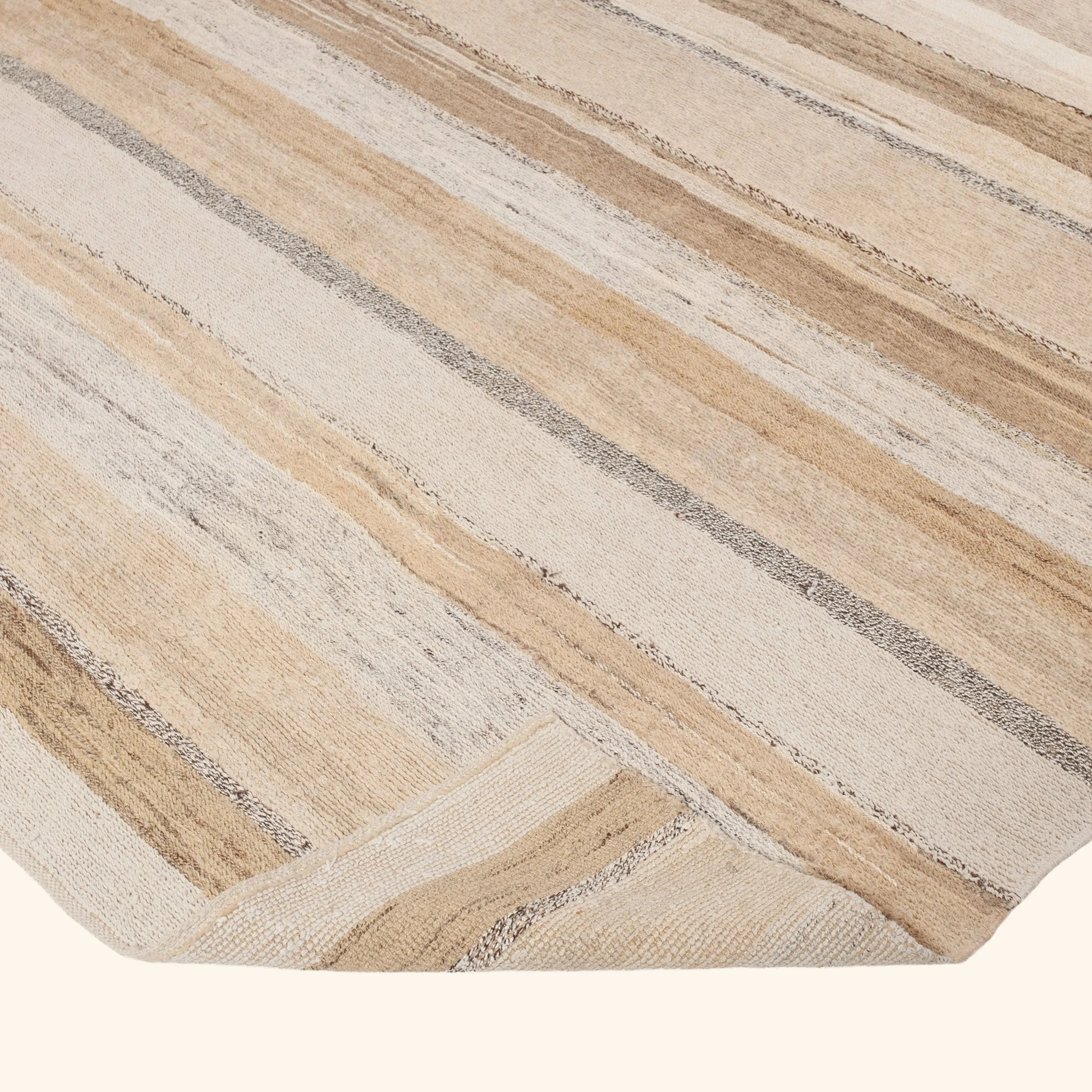 Beige Flatweave Wool Rug - 7'1" x 7'6" - Image 4