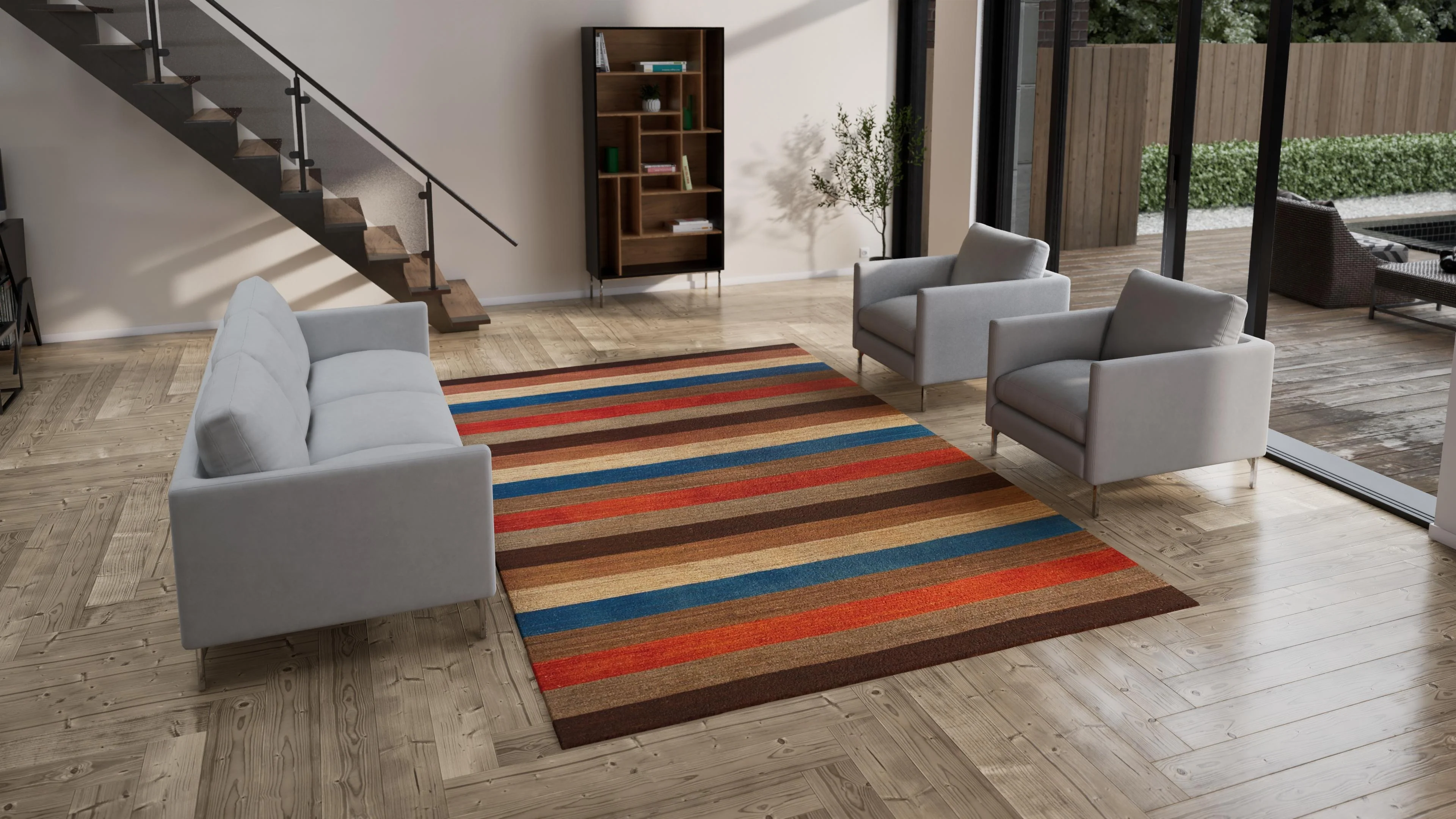 Multicolored Flatweave Wool Rug - 7'7" x 11'9" - Image 5