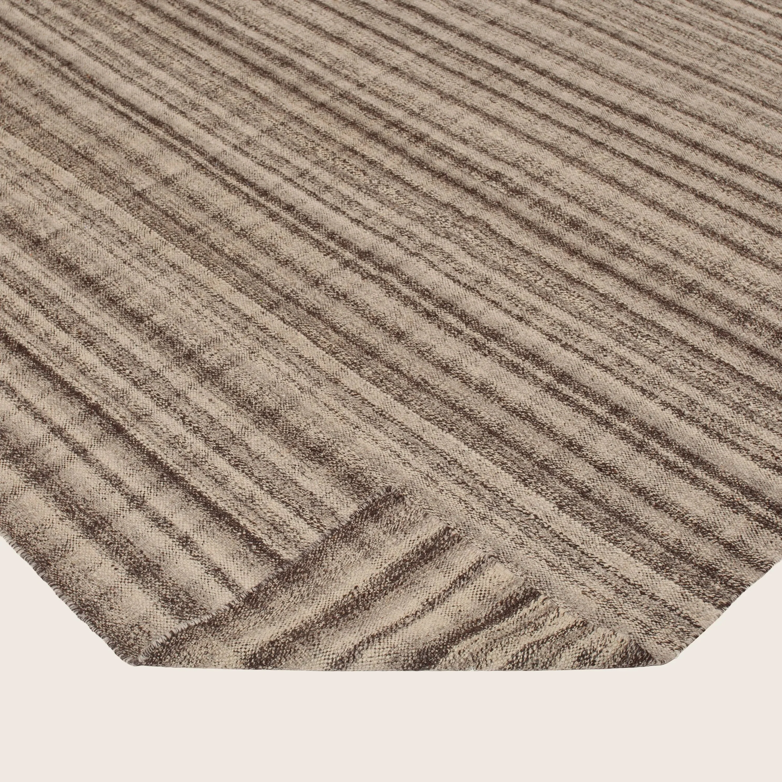 Brown Flatweave Wool Silk Blend Rug - 9' x 12' - Image 4